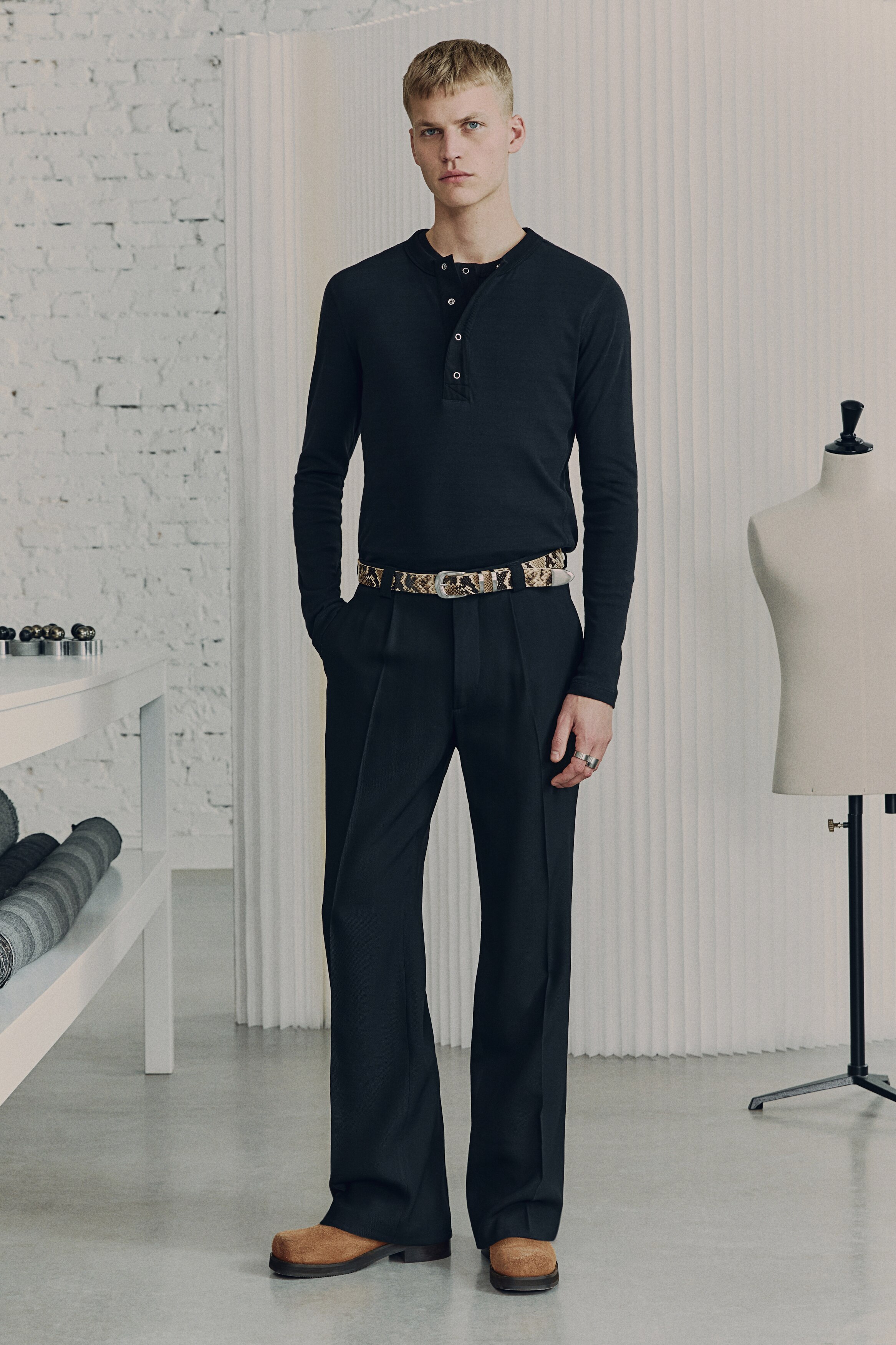 Брюки из полушерстяной ткани H&M Bootcut