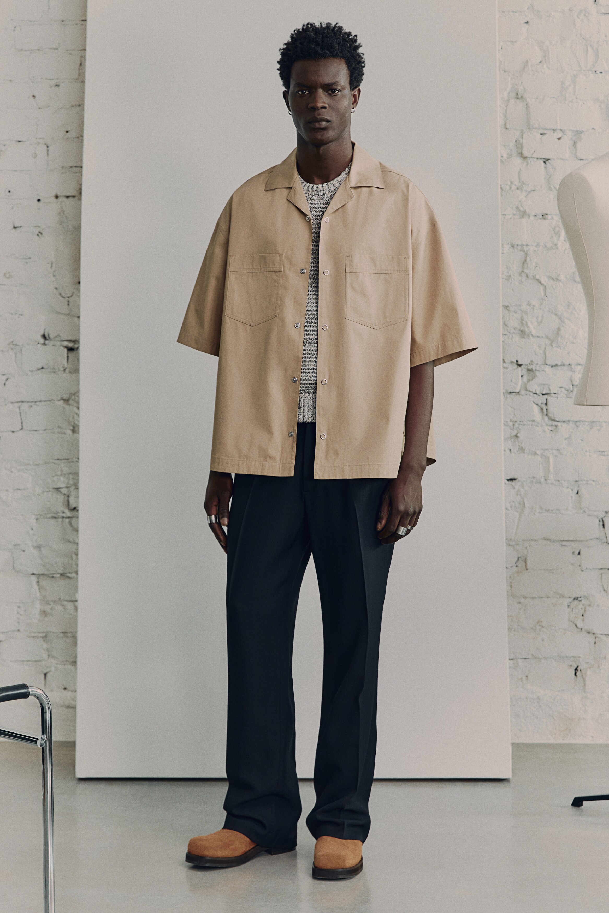 Хлопковая курортная рубашка H&M Pima