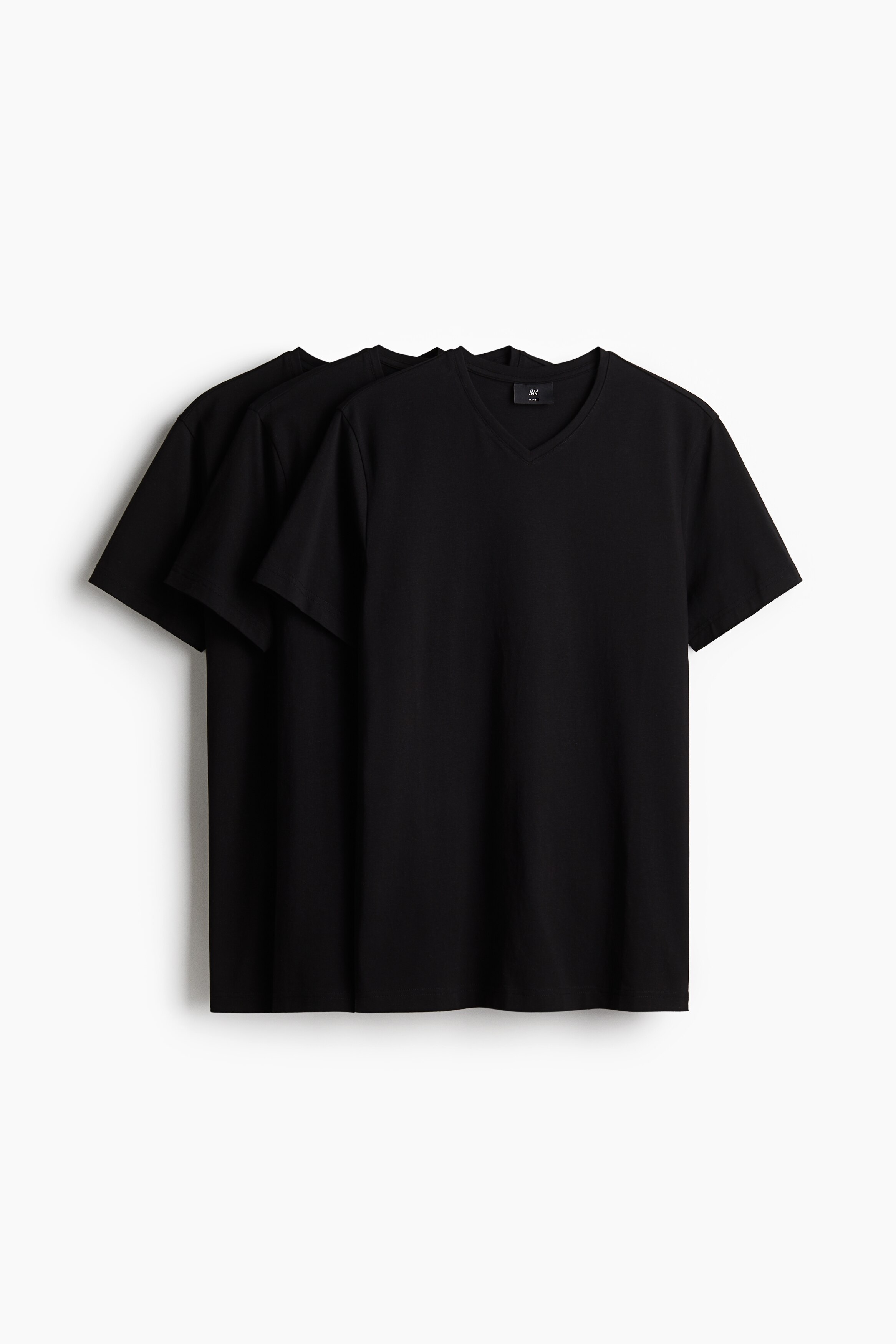 H&M - 3 комплекта облегающих футболок с V-образным вырезом