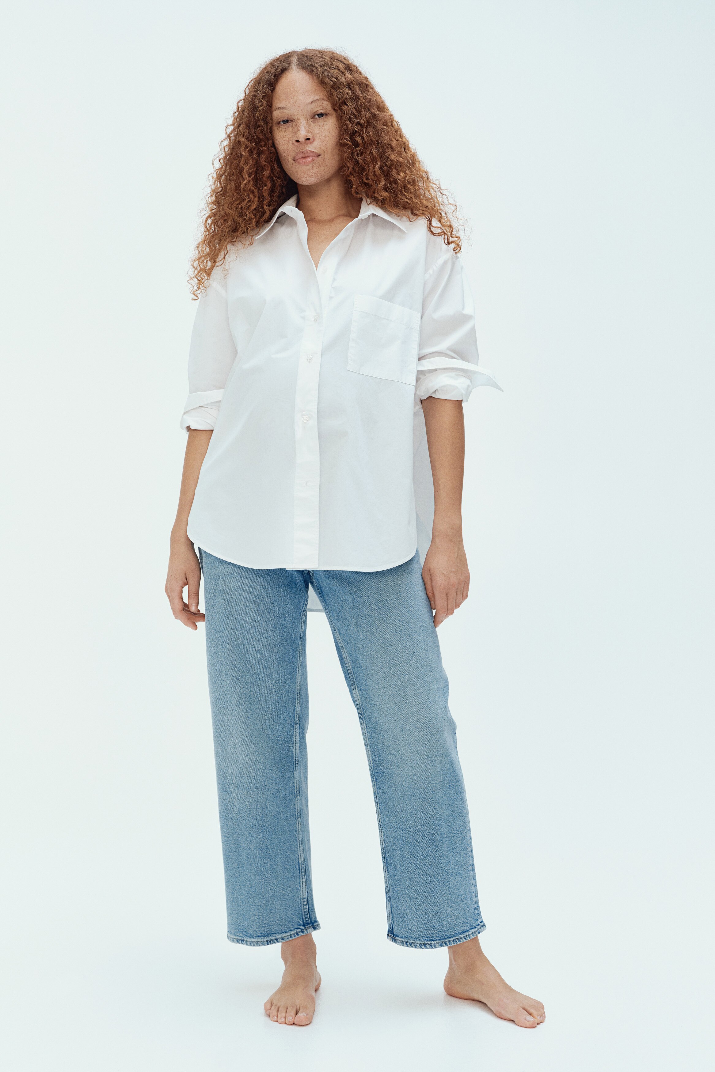 Прямые джинсы H&M MAMA Before & After с низкой посадкой по щиколотку