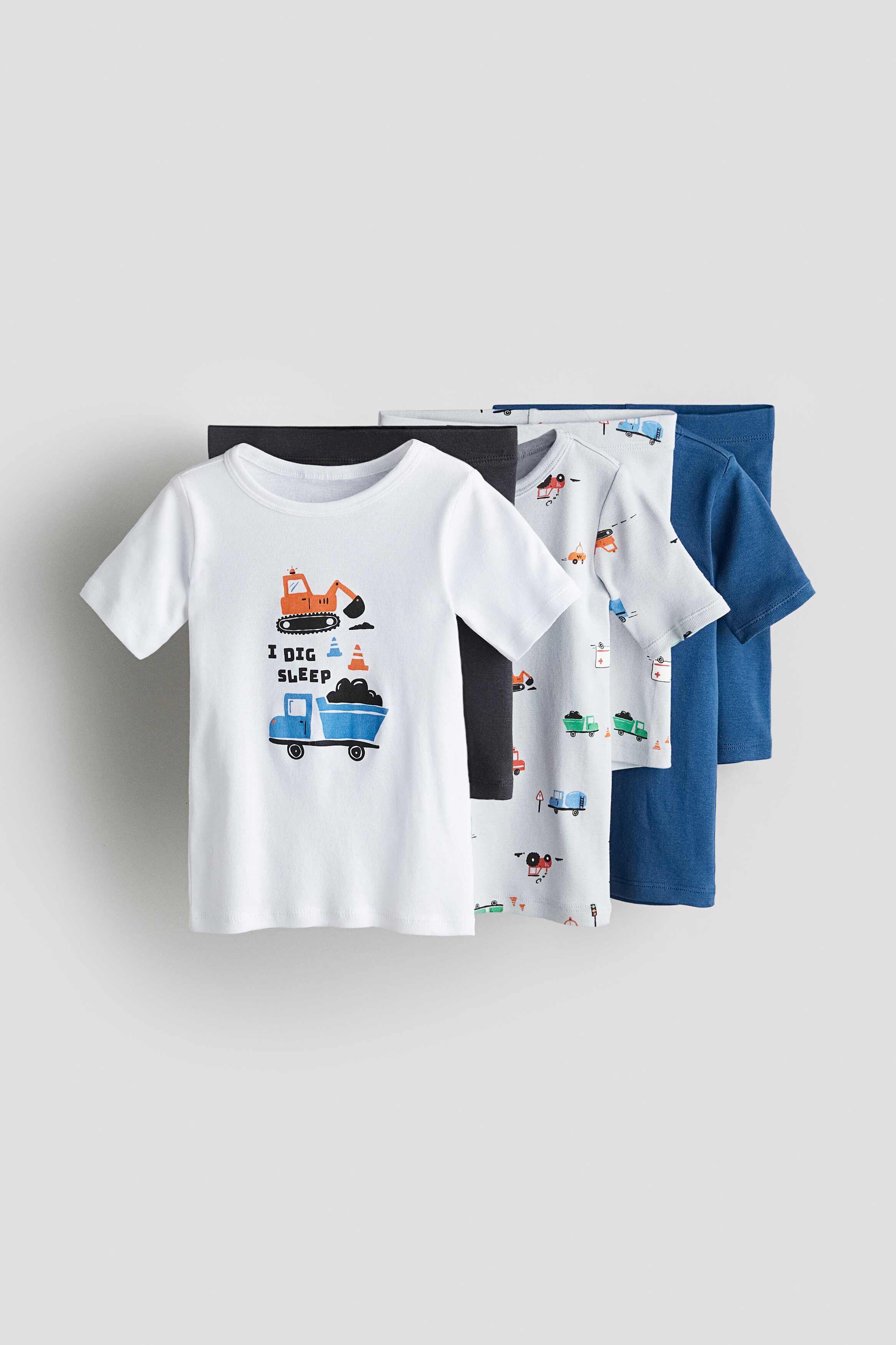 Хлопчатобумажная пижама H&M из 3-х комплектов, плотно прилегающая к телу