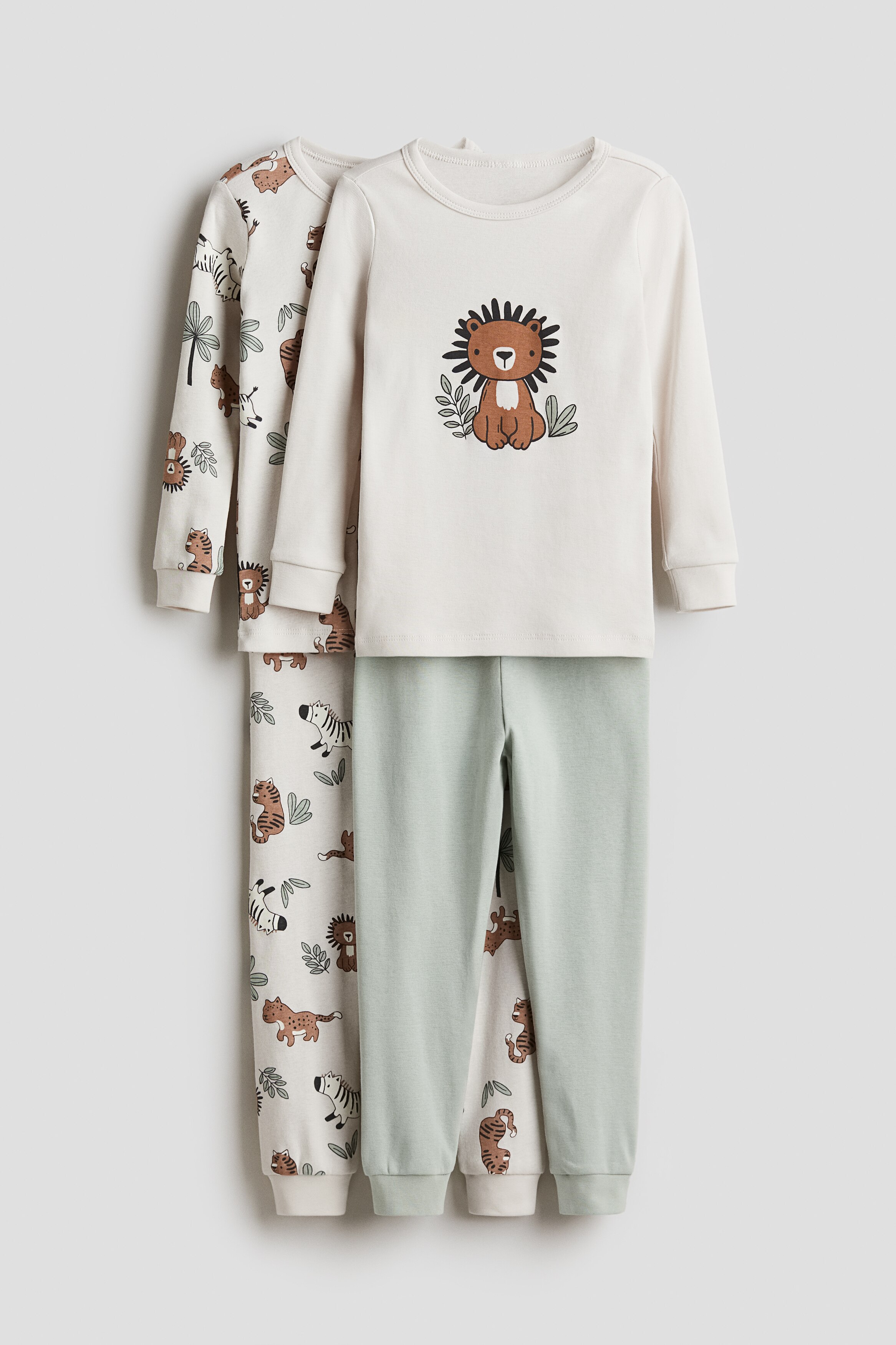 Хлопчатобумажная пижама H&M из 2-х комплектов, плотно прилегающая к телу