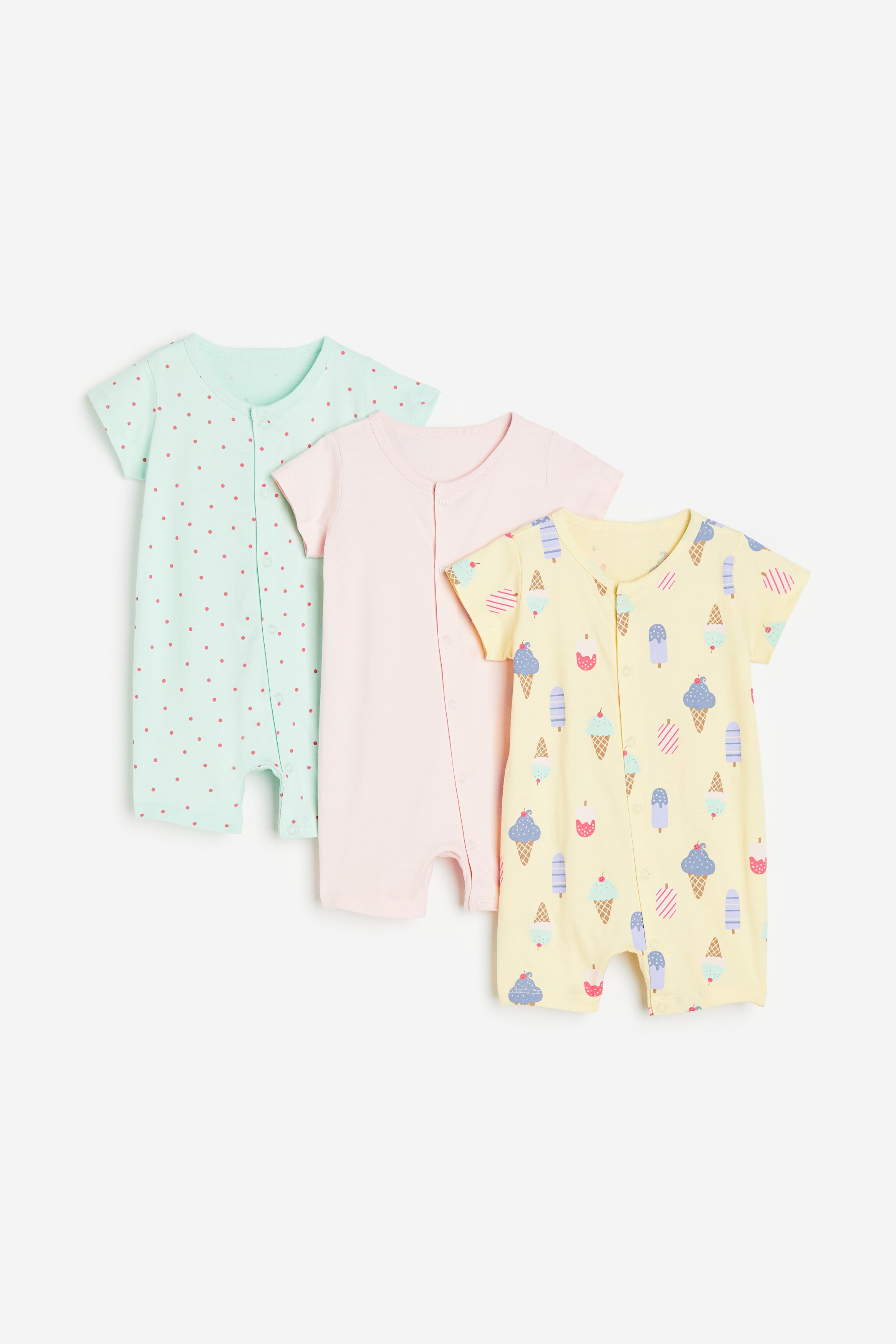 Хлопчатобумажные пижамные комбинезоны H&M из 3-х комплектов