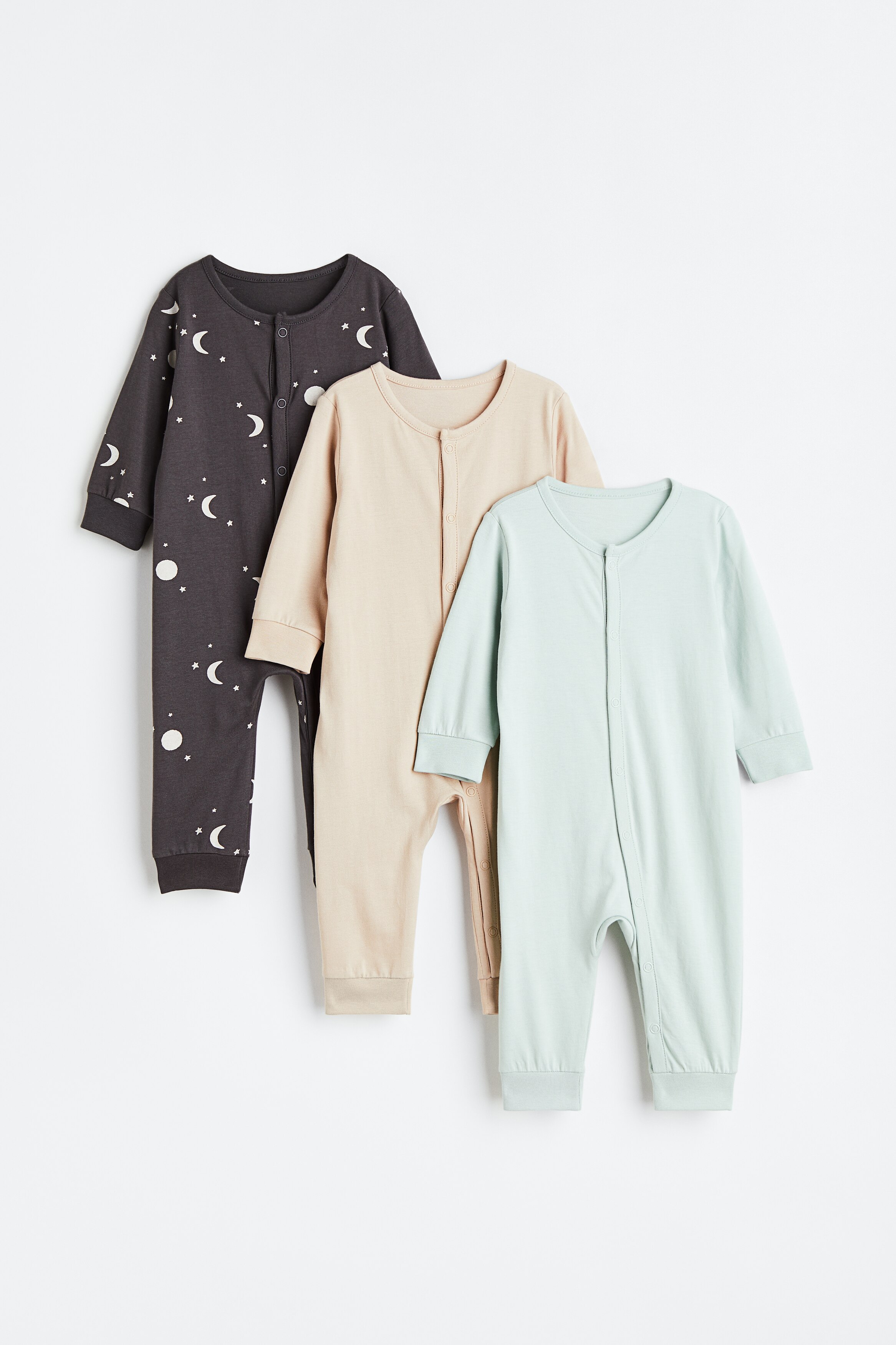 Хлопчатобумажные пижамные комбинезоны H&M из 3-х комплектов