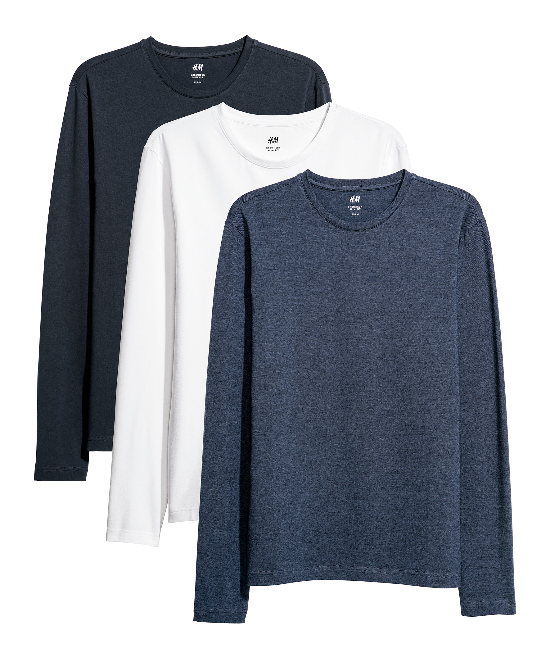 Трикотажные рубашки H&M Slim Fit из 3-х комплектов