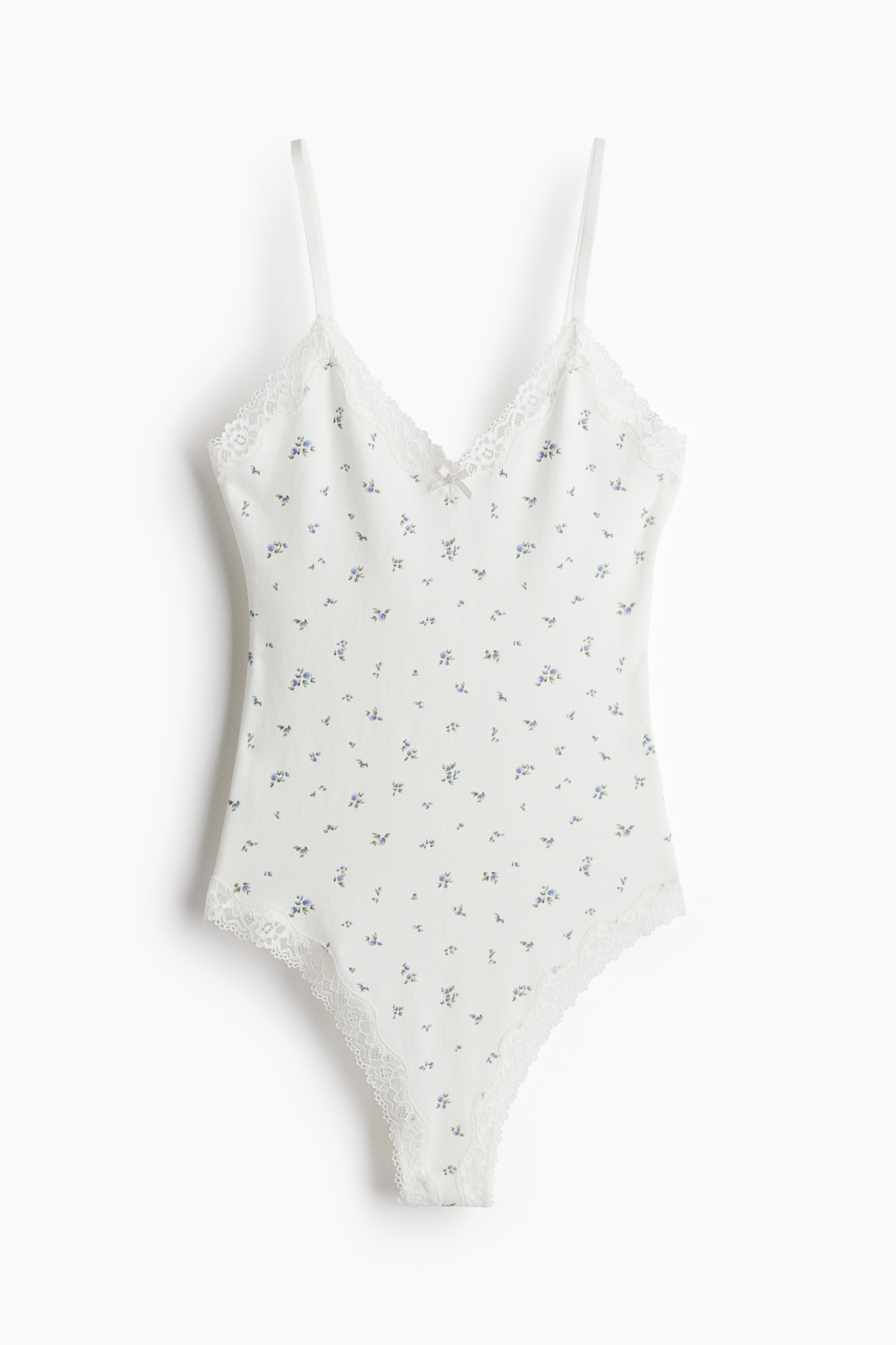 Хлопковое боди с кружевной отделкой от H&M