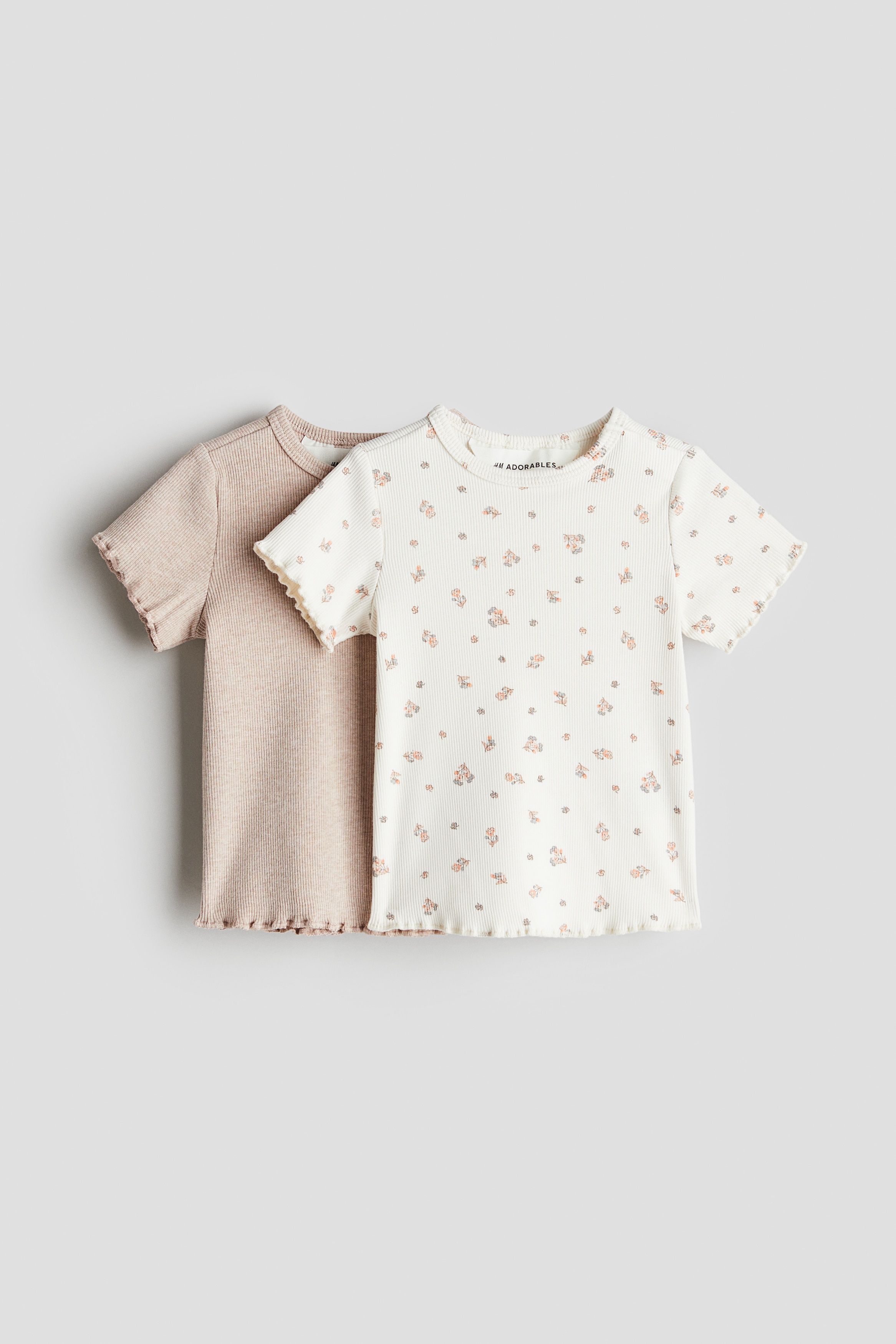 Хлопчатобумажные топы в рубчик из 2-х комплектов от H&M