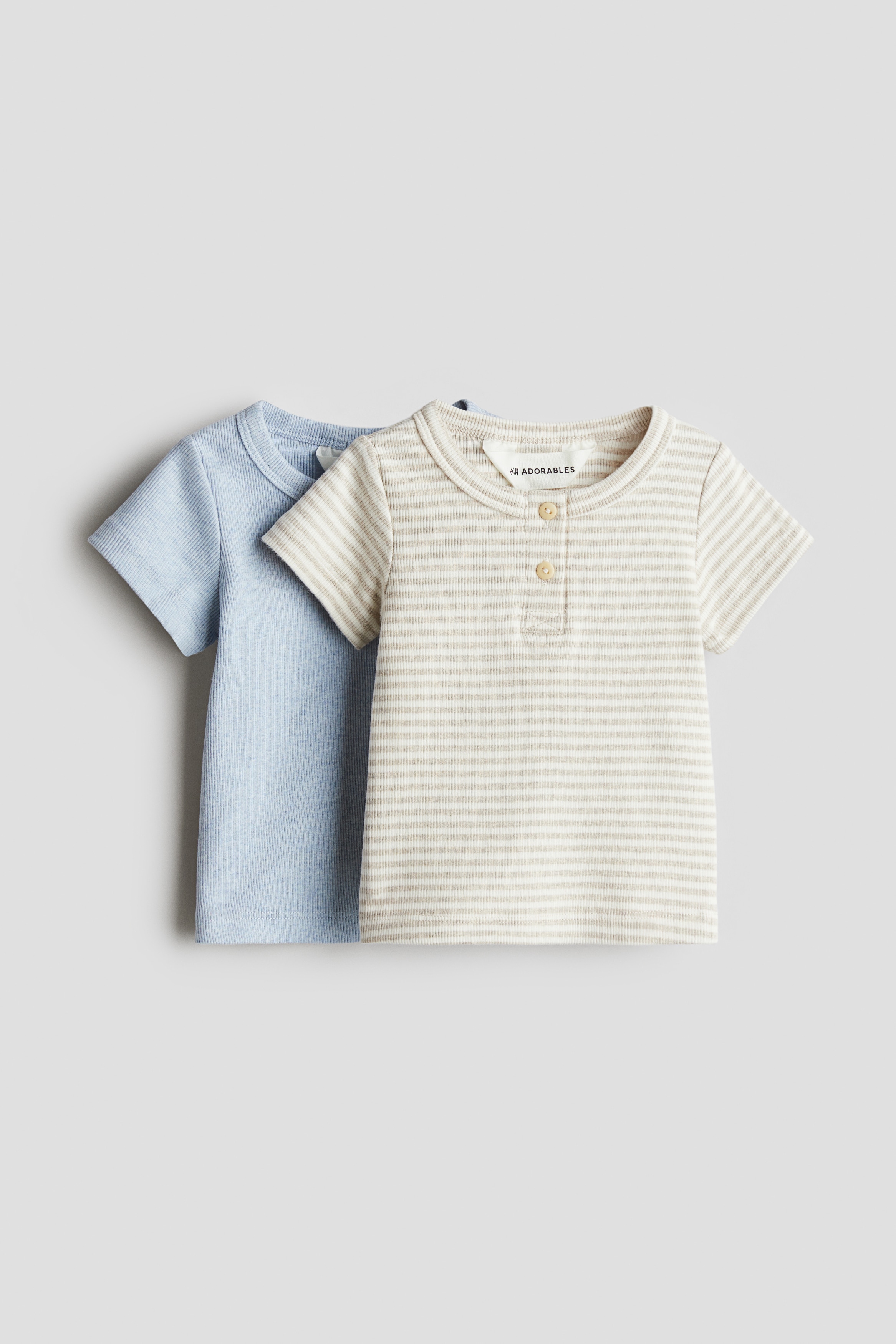 Хлопчатобумажные рубашки Henley в 2-х упаковках от H&M