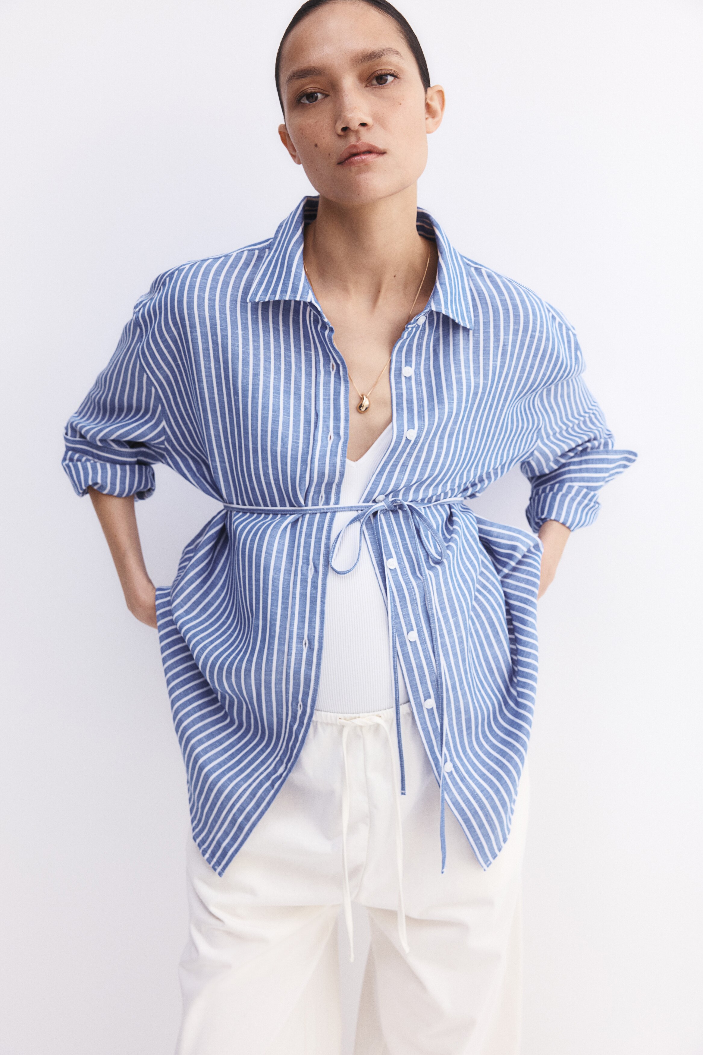 Рубашка из смеси льна H&M MAMA Before & After