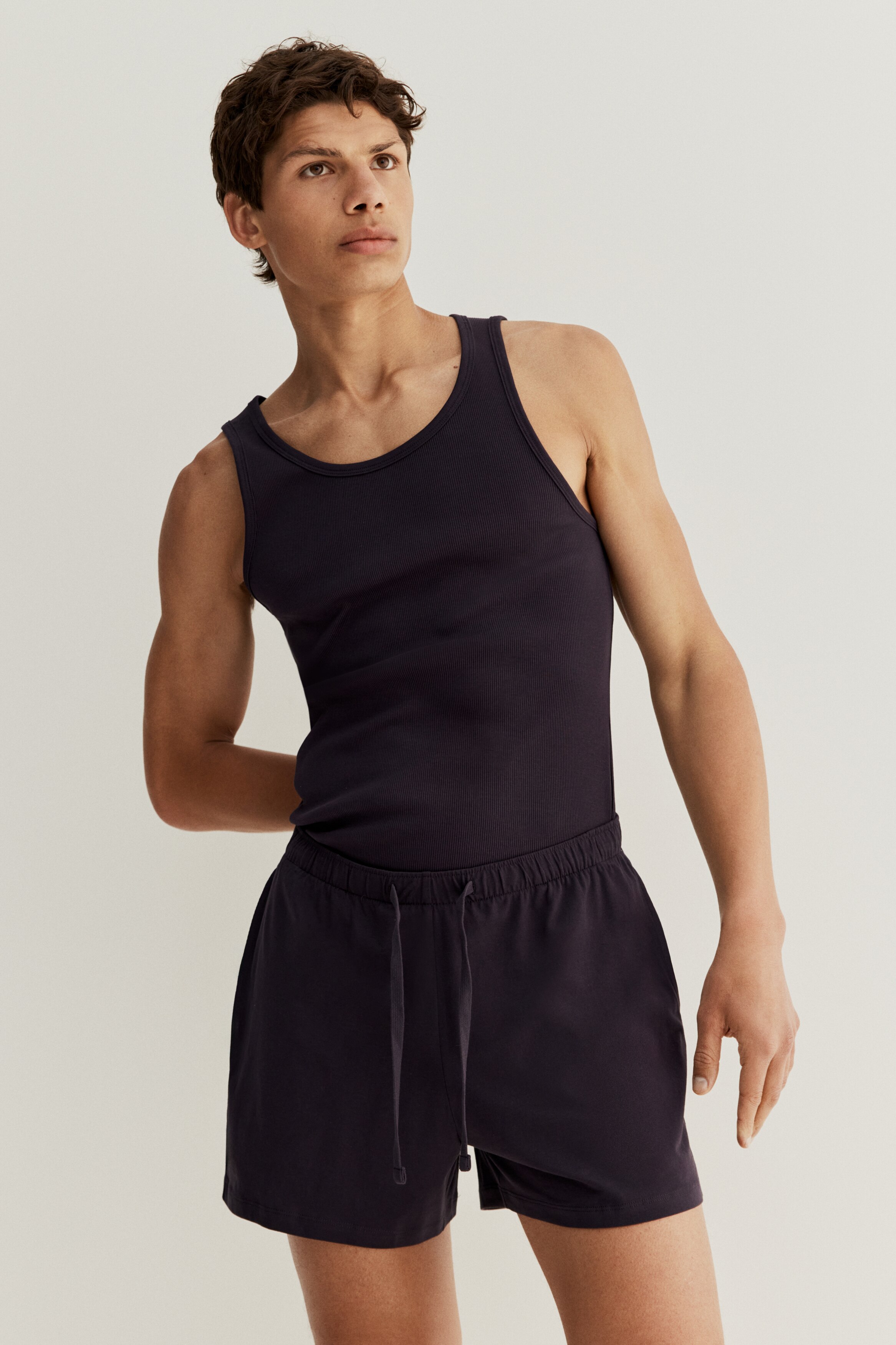 Хлопковая пижамная майка и шорты H&M