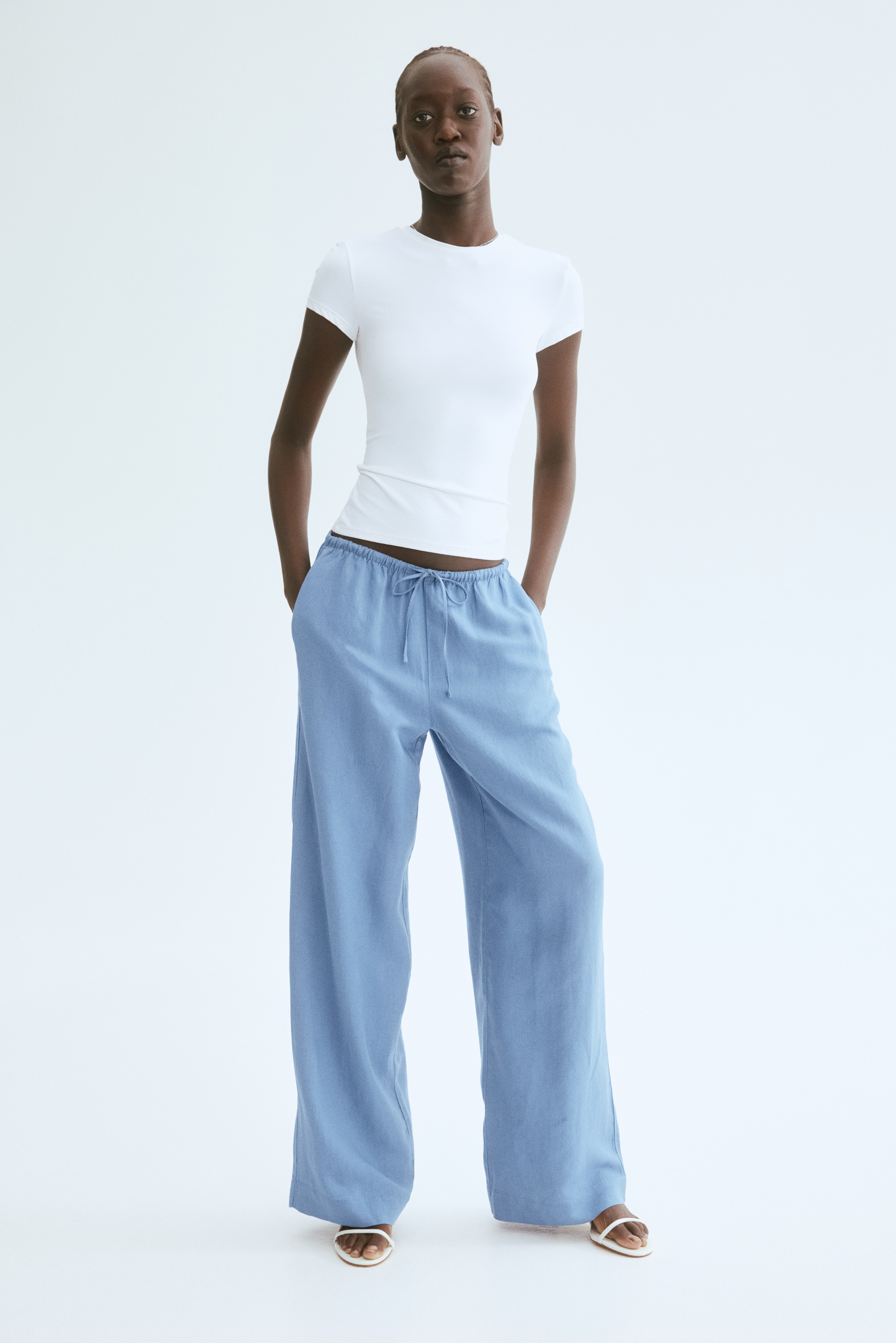 Прямые брюки из льняной смеси H&M