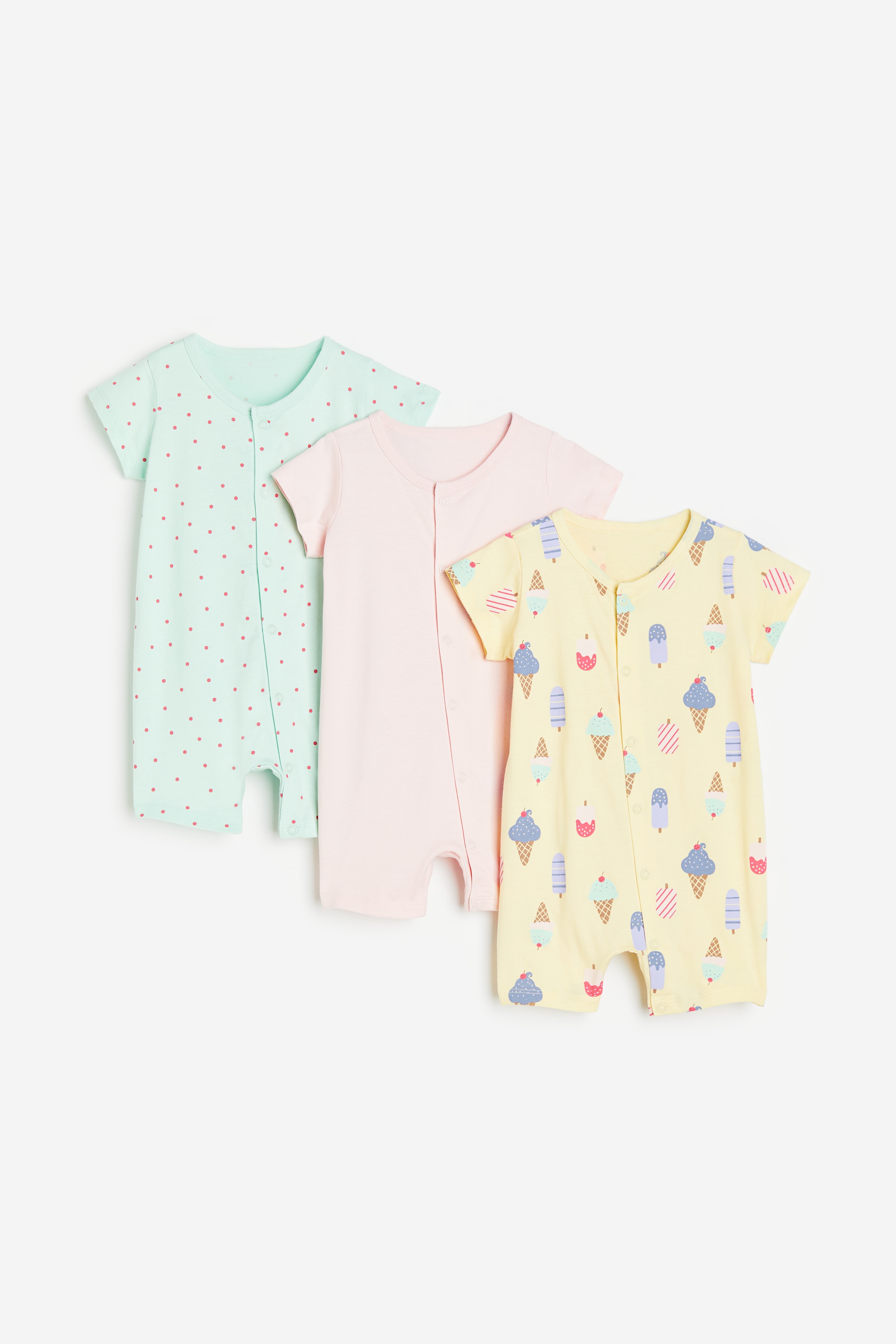 Хлопчатобумажные пижамные комбинезоны H&M из 3-х комплектов