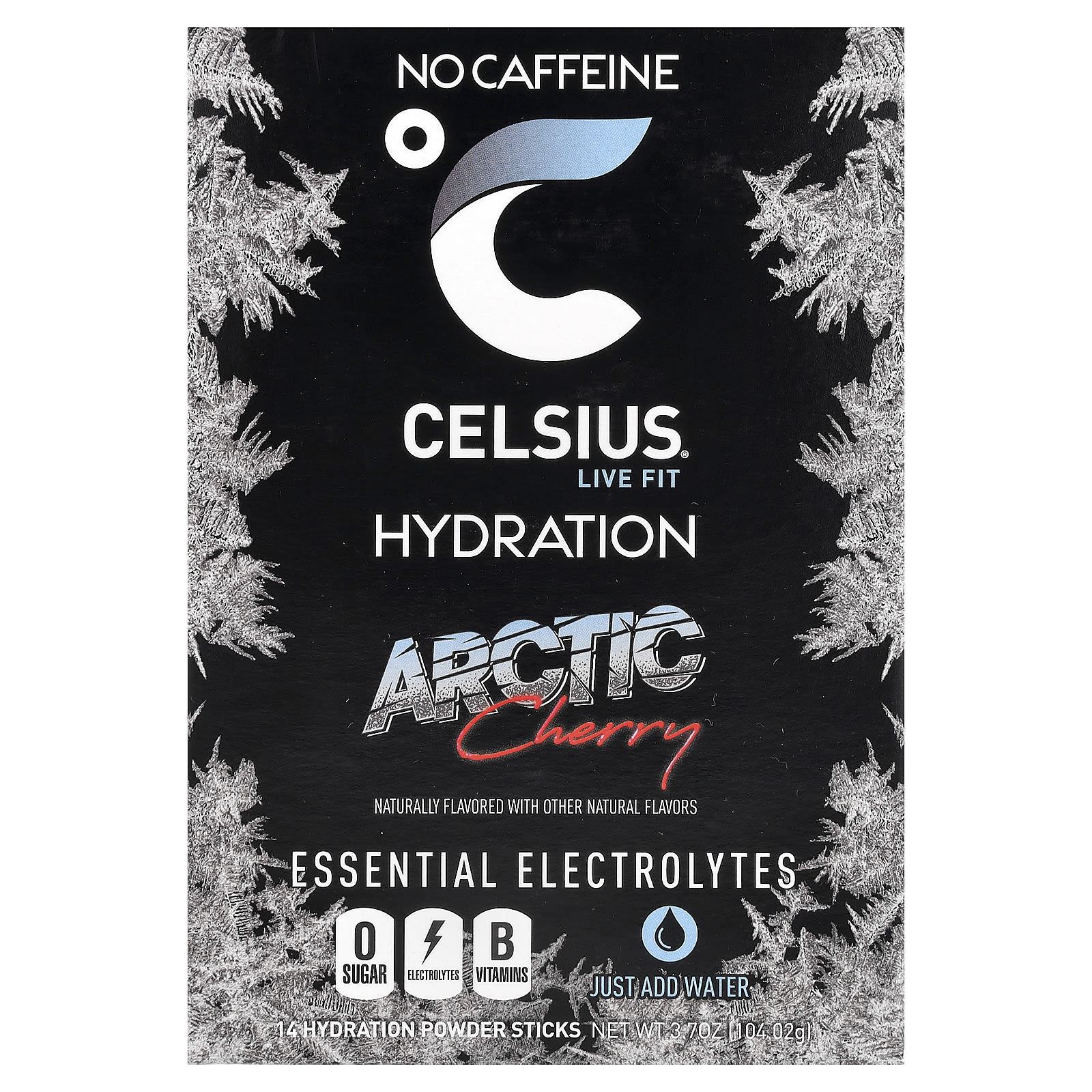 Celsius, Live Fit, увлажнение, незаменимые электролиты, без кофеина, арктическая вишня, 14 стиков в виде порошка, по 7,43 г (0,26 унции)