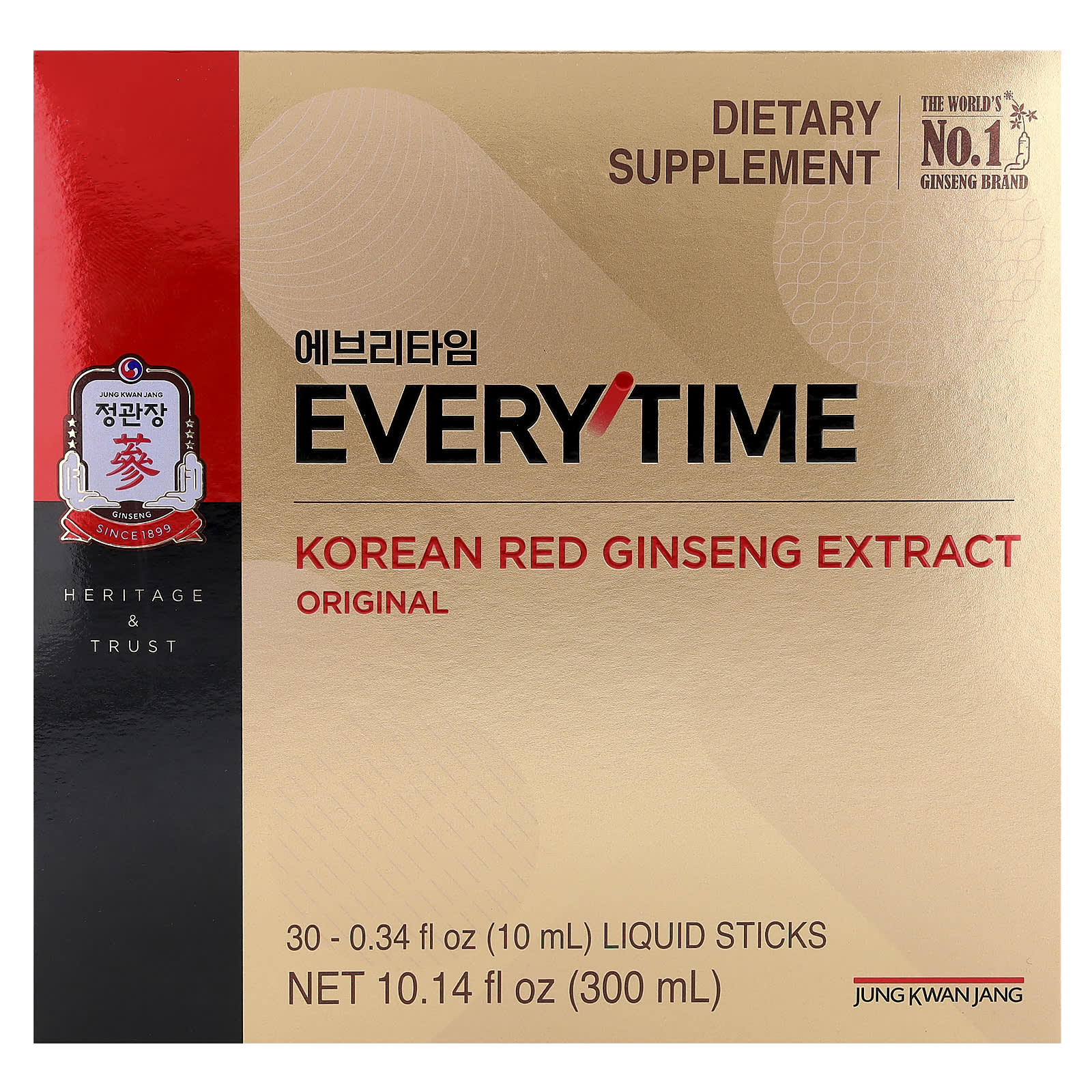 JungKwanJang, Экстракт корейского красного женьшеня, Everytime, оригинальный, 30 жидких стиков по 10 мл (0,34 жидк. Унции)