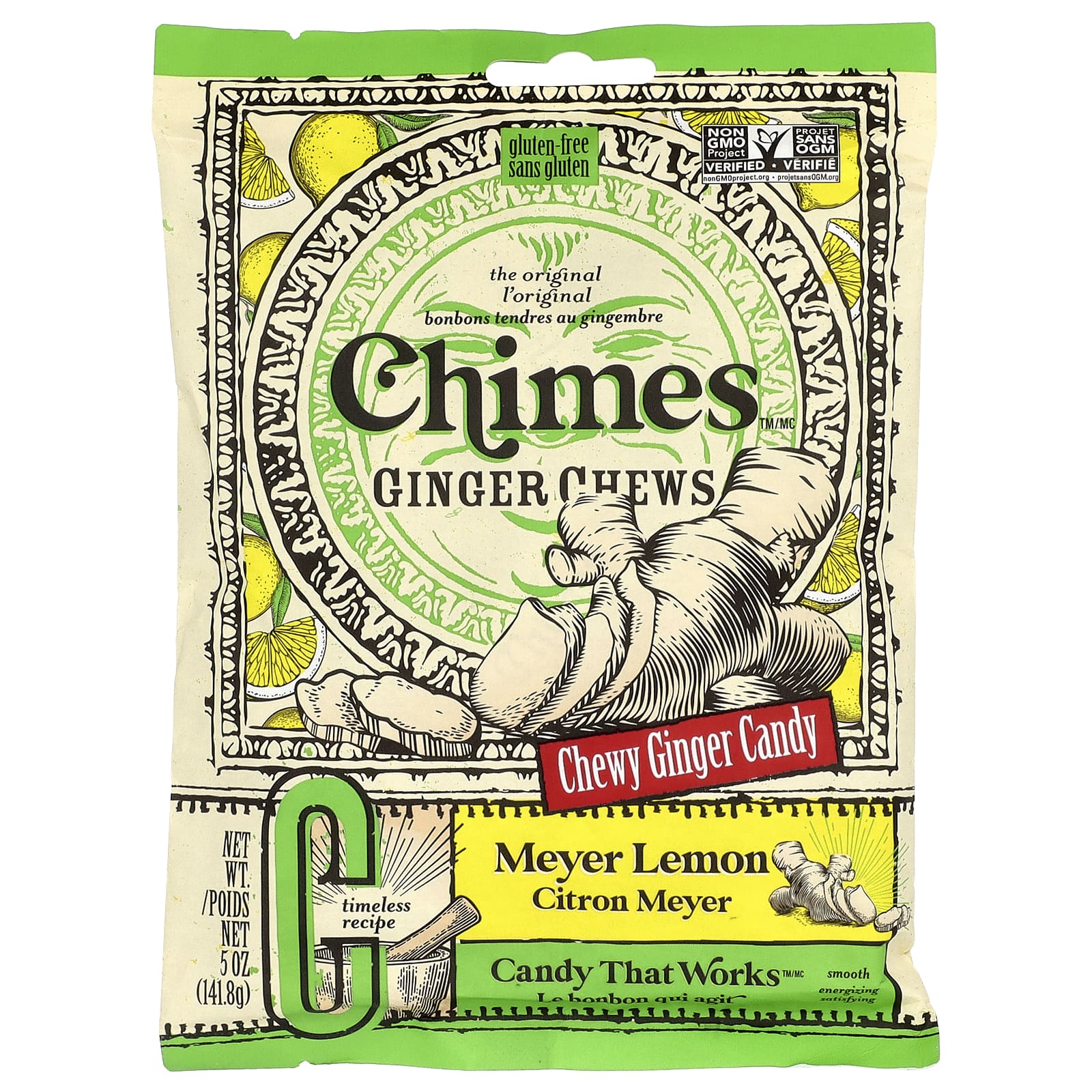 Chimes, жевательные таблетки с имбирем, со вкусом лимона Мейера, 141,8 г (5 унций)