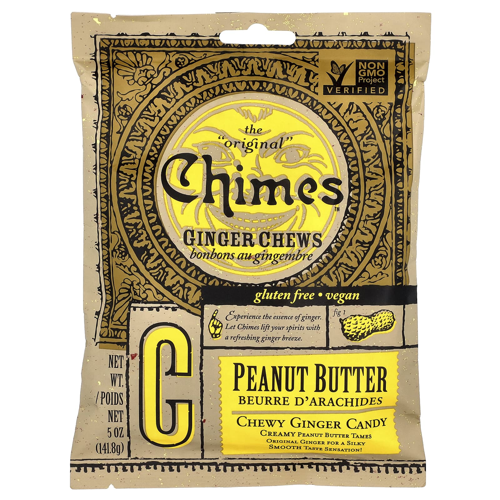 Chimes, жевательные таблетки с имбирем, арахисовая паста, 141,8 г (5 унций)