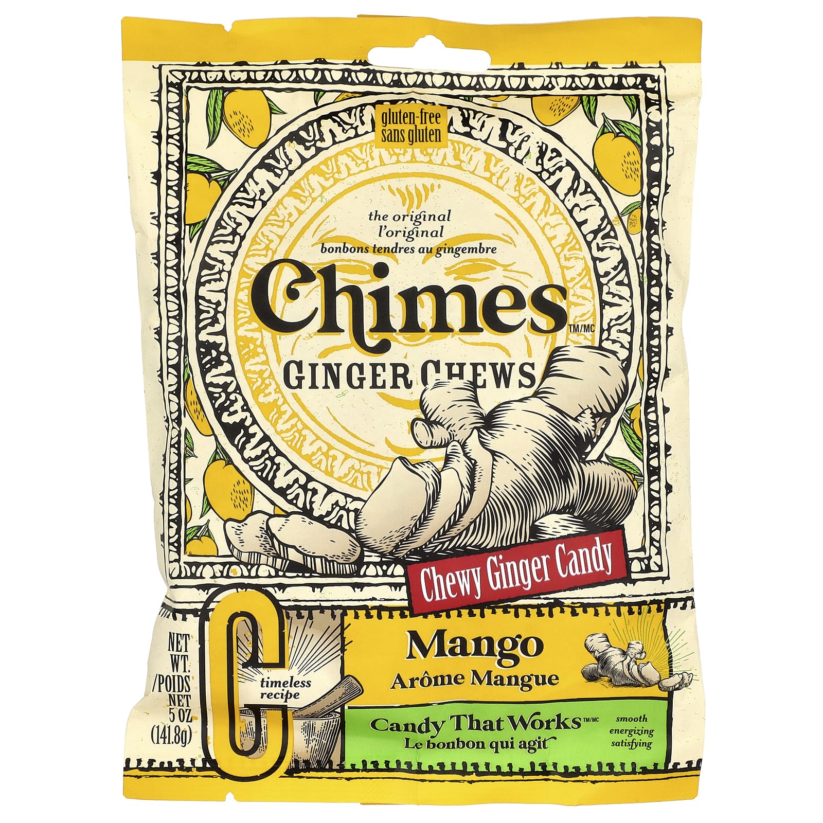 Chimes, жевательные таблетки с имбирем, со вкусом манго, 141,8 г (5 унций)