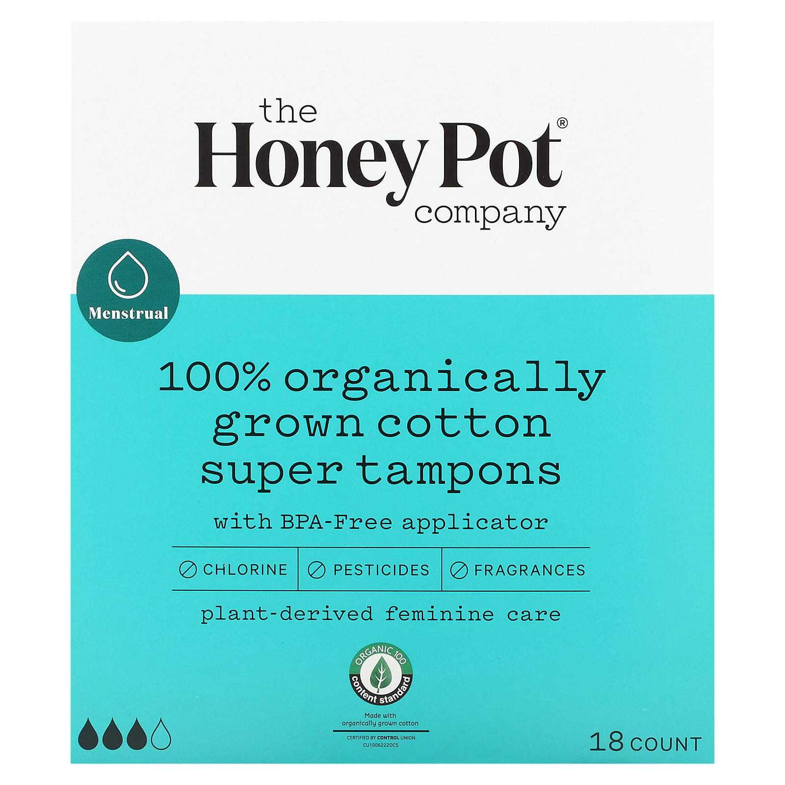 The Honey Pot Company Тампоны из 100 органического хлопка супер 18 шт 1790₽