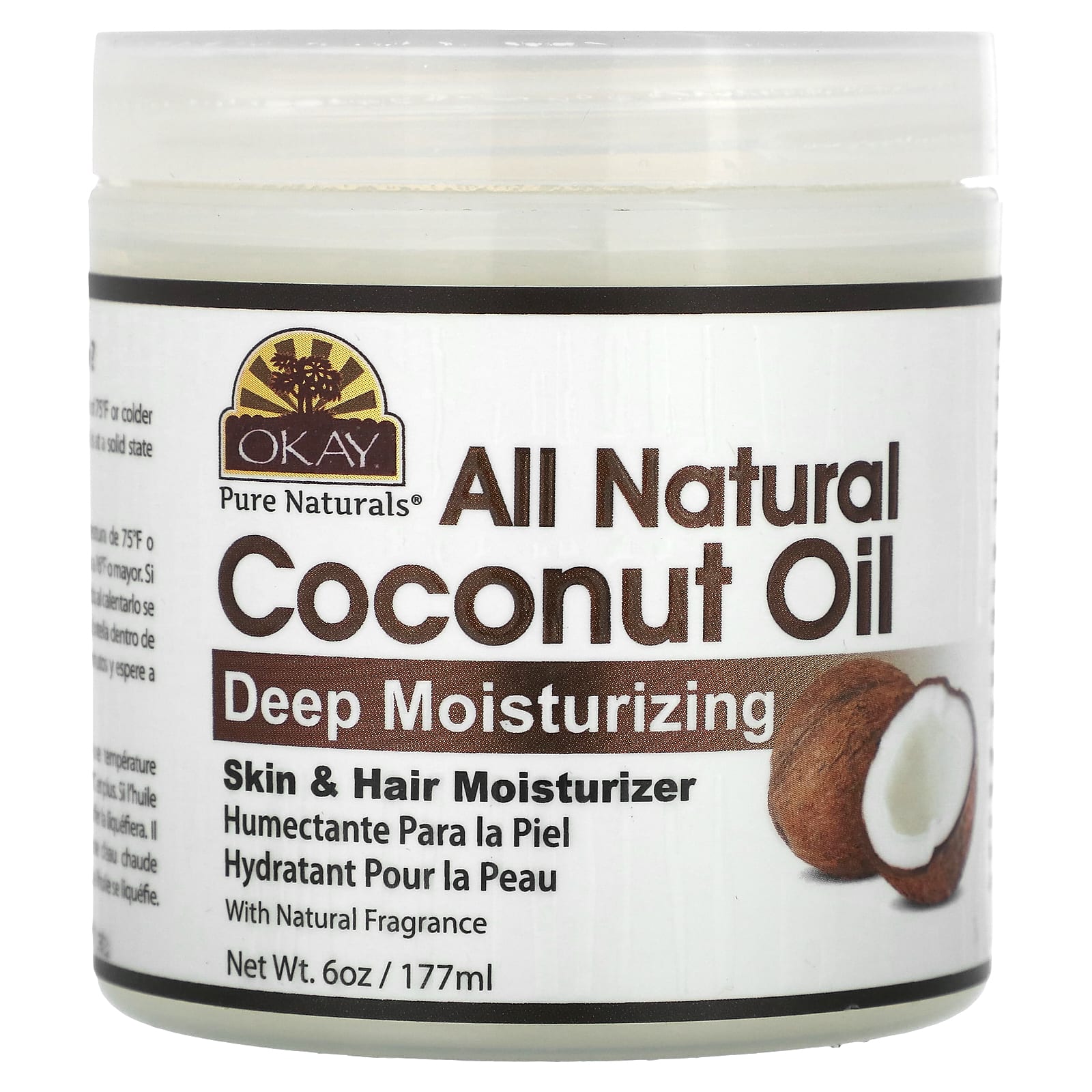 Okay Pure Naturals Полностью натуральное кокосовое масло глубокое увлажнение 177 мл 6 унций 2090₽