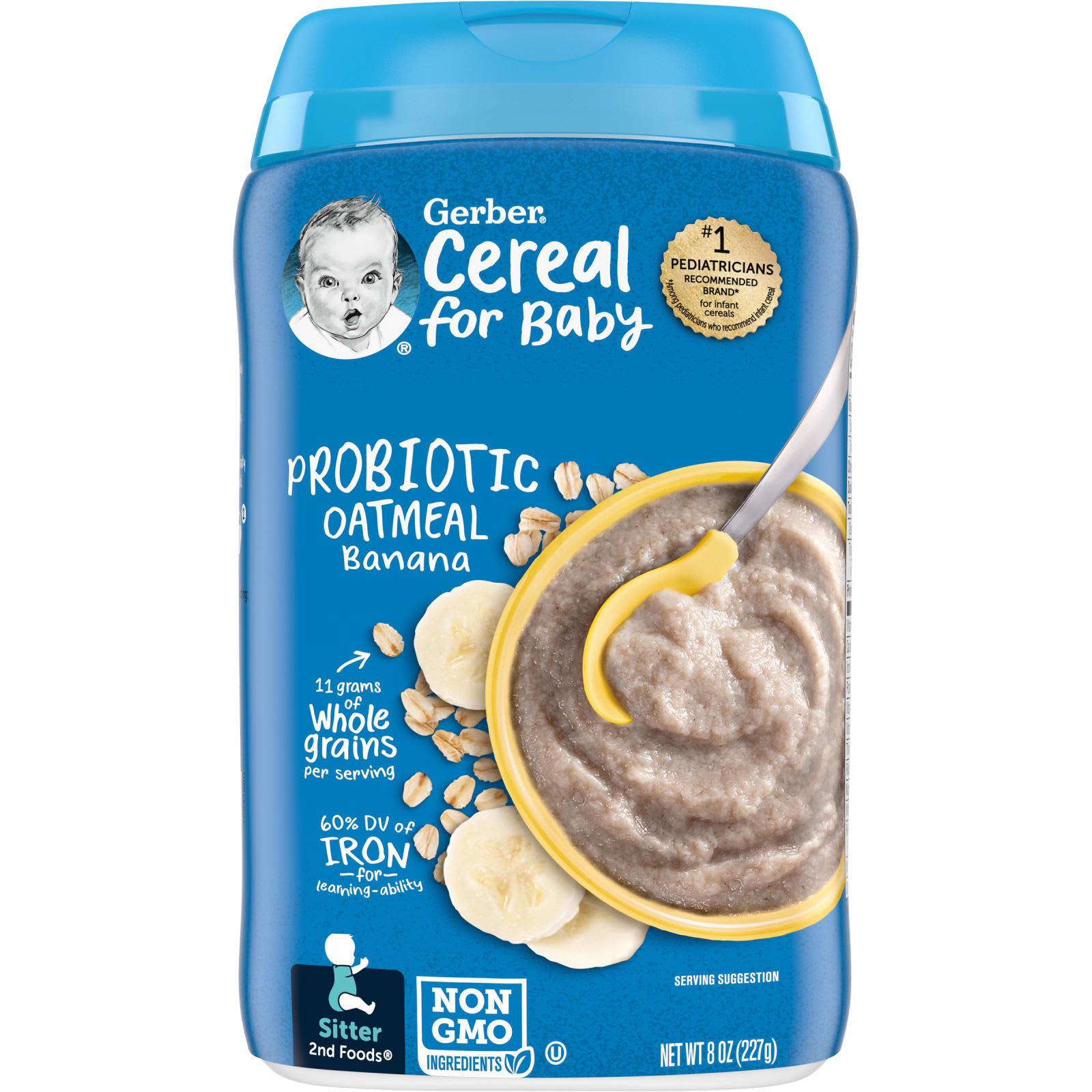 Gerber Хлопья для детей 2nd Foods овсянка с пробиотиками и бананом 227 г 8 унций 1590₽