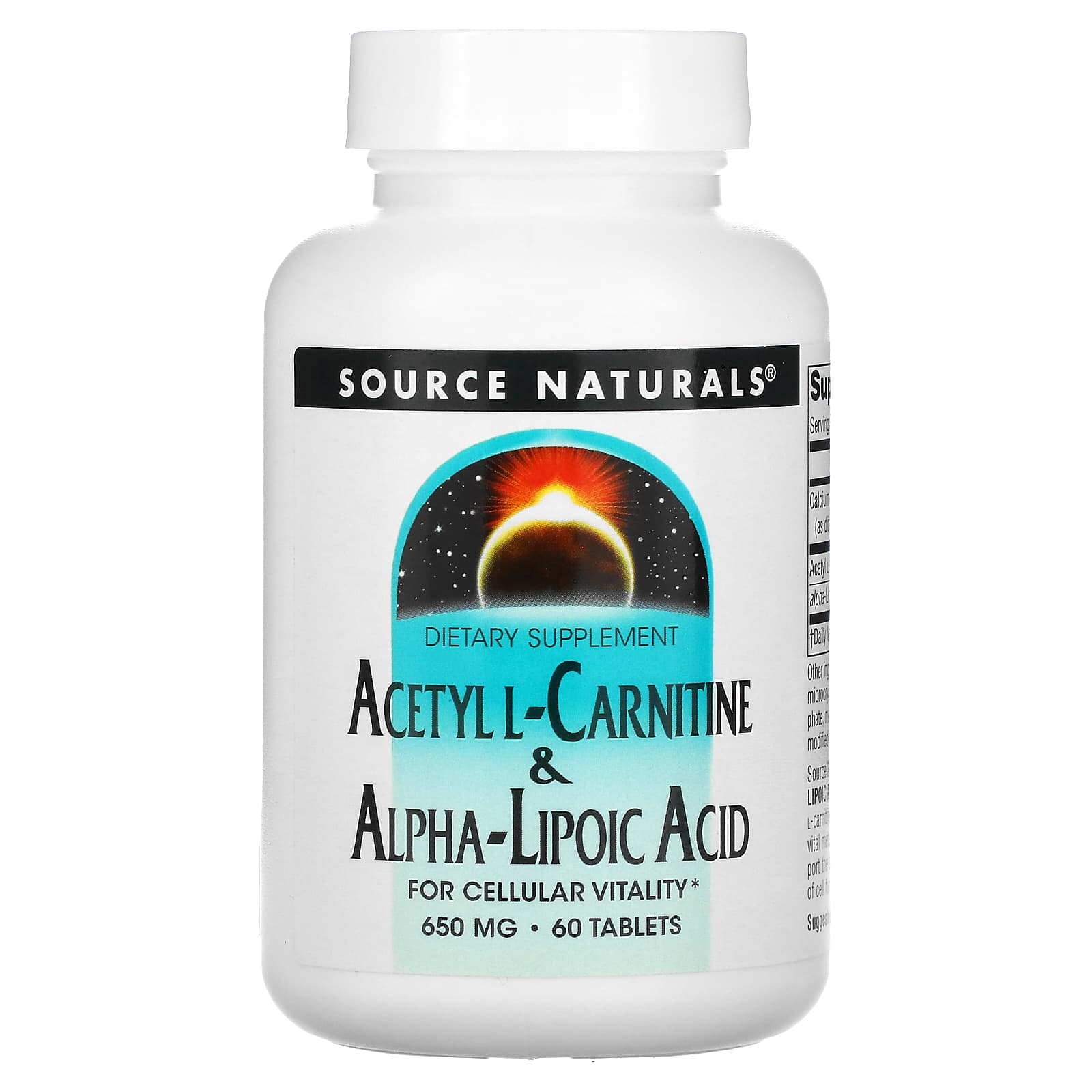 Source Naturals ацетил-L-карнитин и альфа-липоевая кислота 650 мг 60 таблеток 4490₽