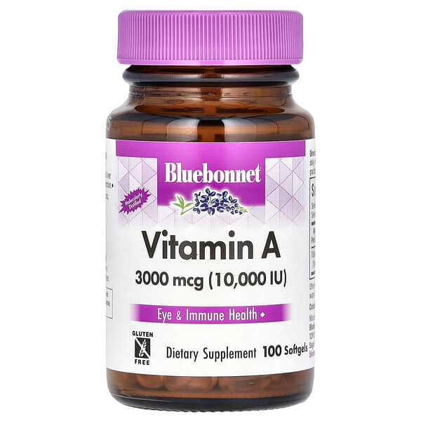 Bluebonnet Nutrition, витамин A, 3000 мкг, 100 капсул