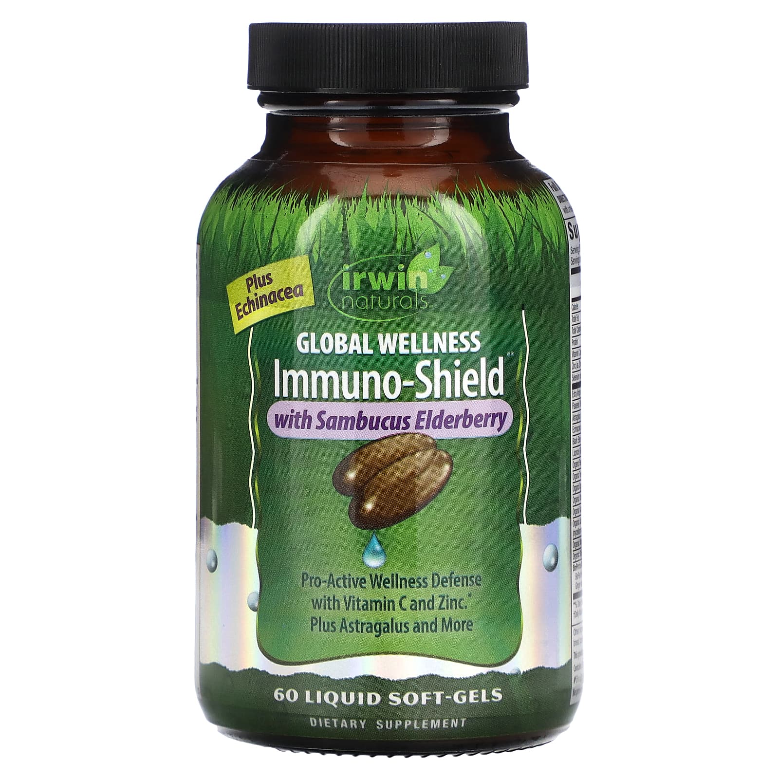 Irwin Naturals Global Wellness Immuno-Shield с ягодами бузины 60 желатиновых капсул 3390₽