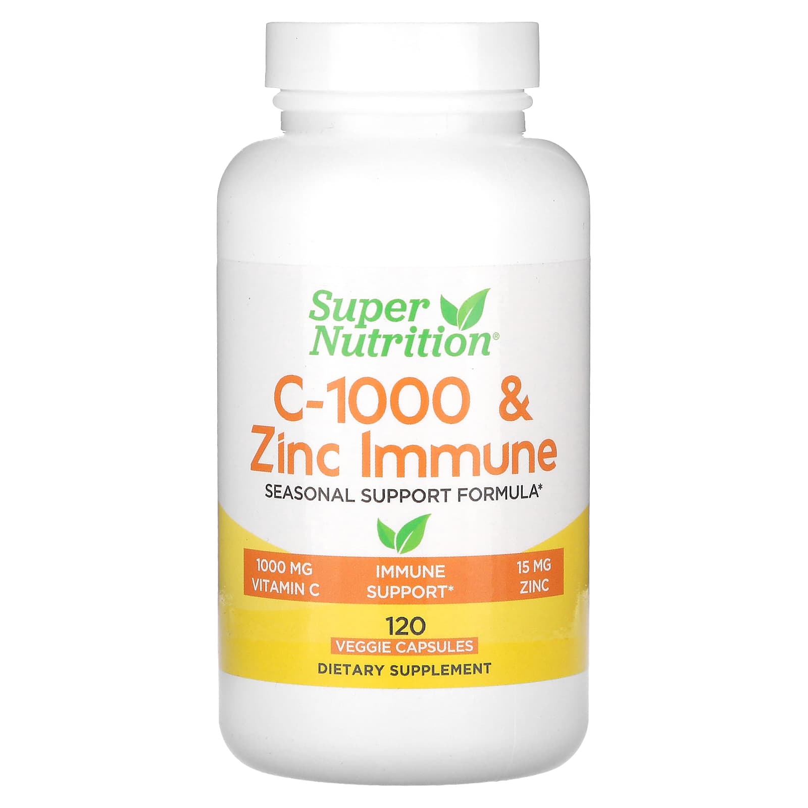Super Nutrition добавка для укрепления иммунитета C-1000 с цинком 120 растительных капсул 2090₽