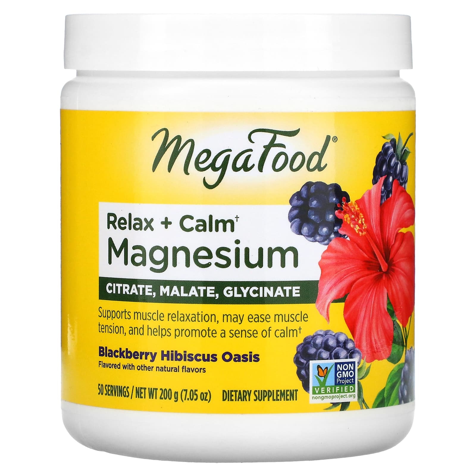 MegaFood Relax Calm Magnesium Оазис ежевики и гибискуса 705 унции 200 г 4390₽