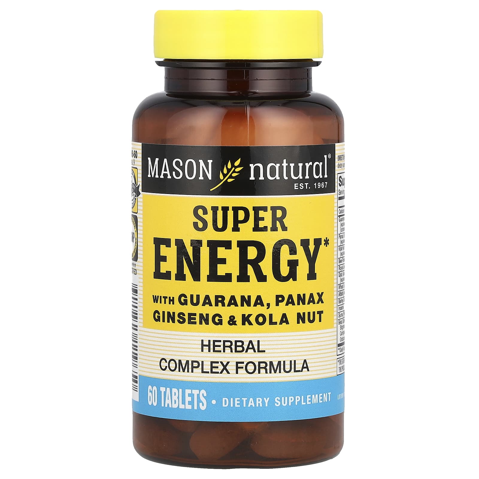 Mason Natural Super Energy с гуараной женьшенем и кольским орехом 60 таблеток 1990₽