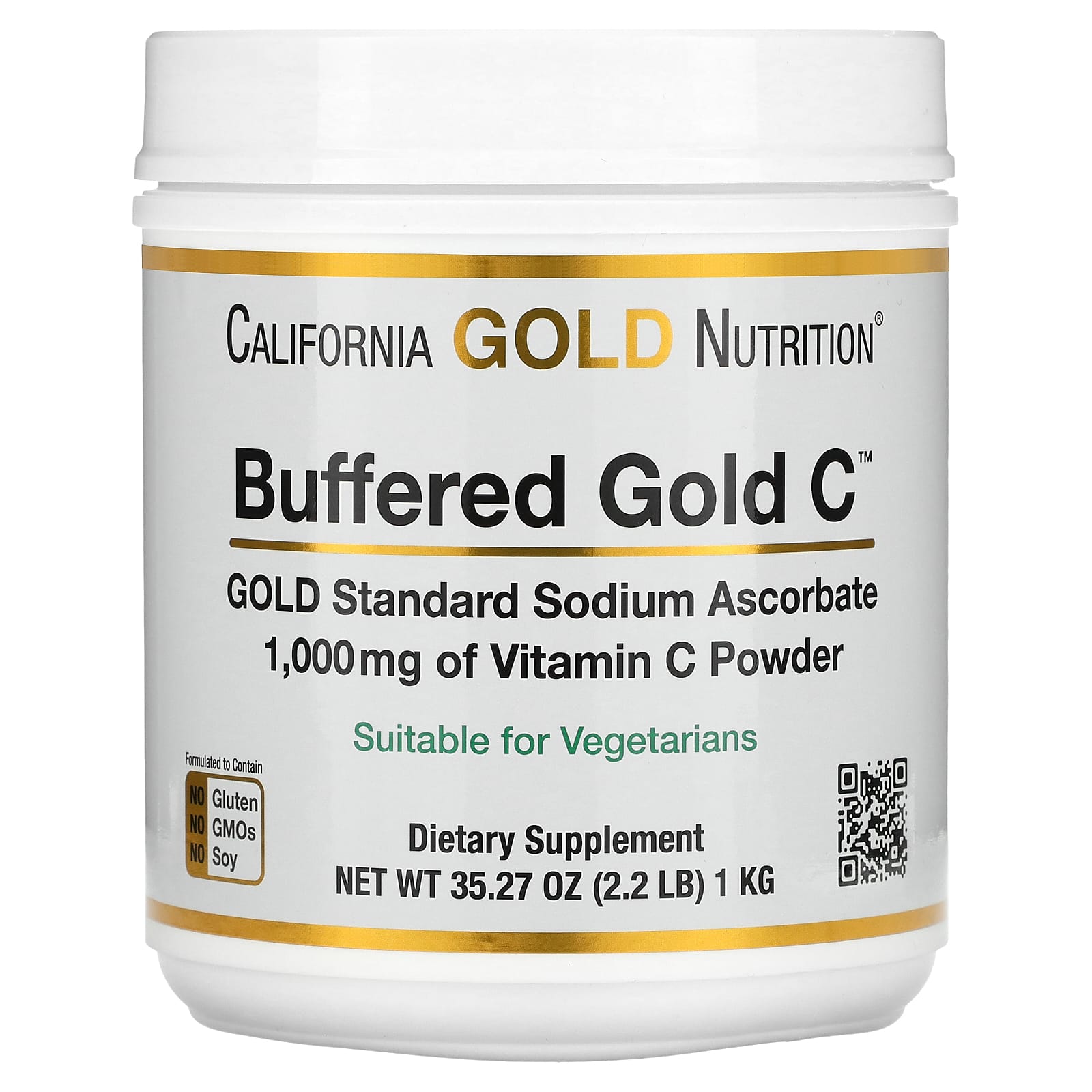 California Gold Nutrition Buffered Gold C некислый витамин C в порошке аскорбат натрия 1 кг 22 фунта 8290₽