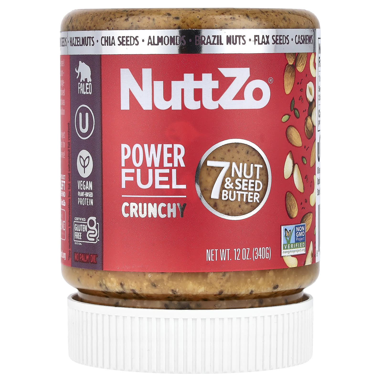 Nuttzo, Paleo Power Fuel, хрустящее масло из 7 орехов и семян, 340 г (12 унций)