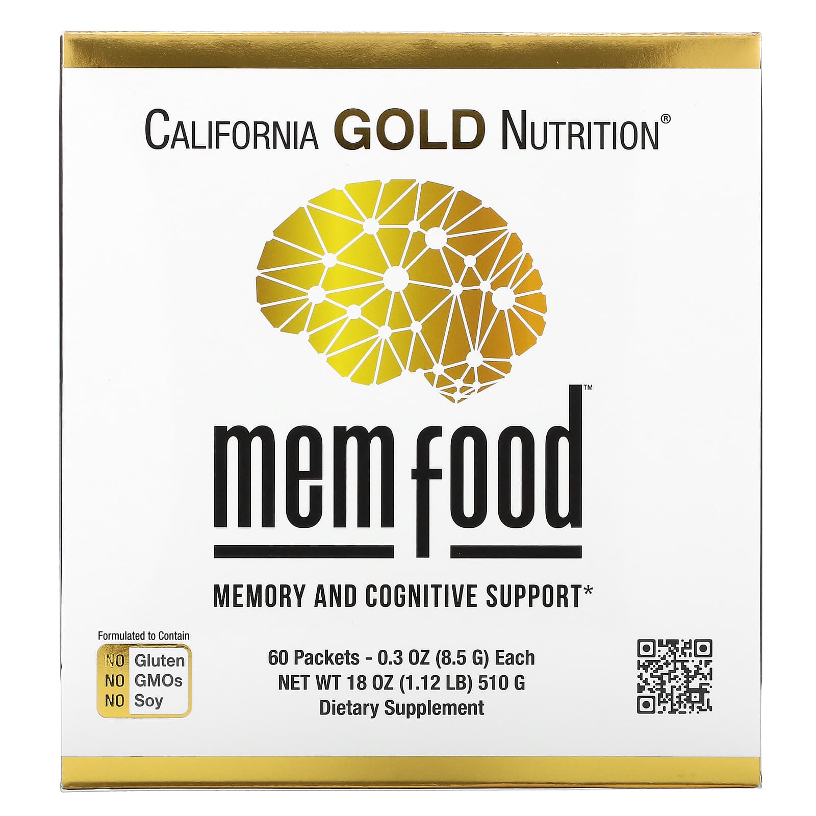 California Gold Nutrition MEM Food для поддержки памяти и когнитивных функций 60 пакетиков по 85 г 03 унции 11390₽