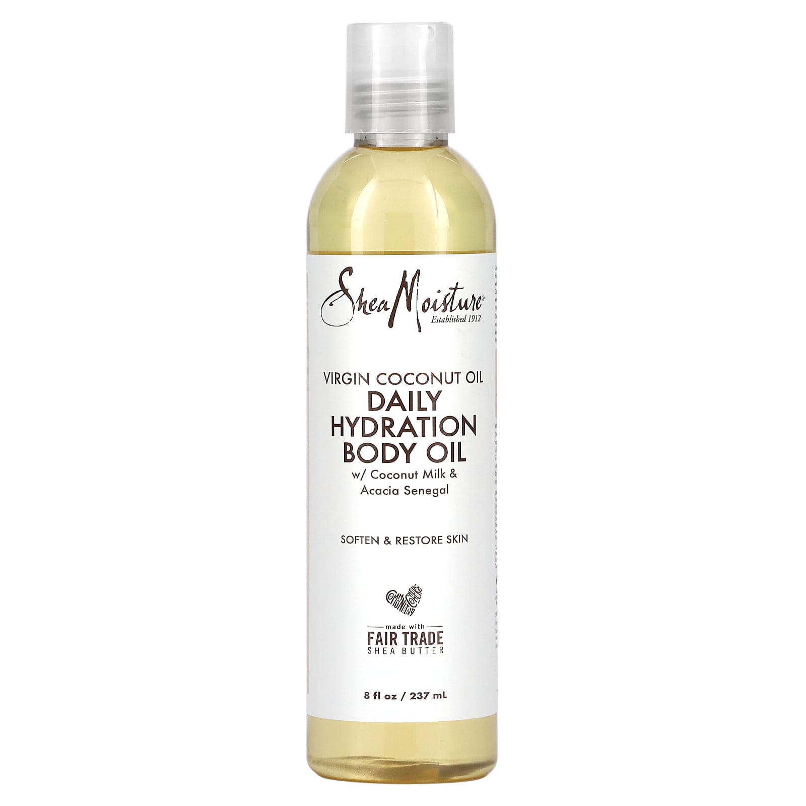 SheaMoisture 100 кокосовое масло первого отжима масло для тела для ежедневного увлажнения 8 жидких унций 237 мл 2090₽