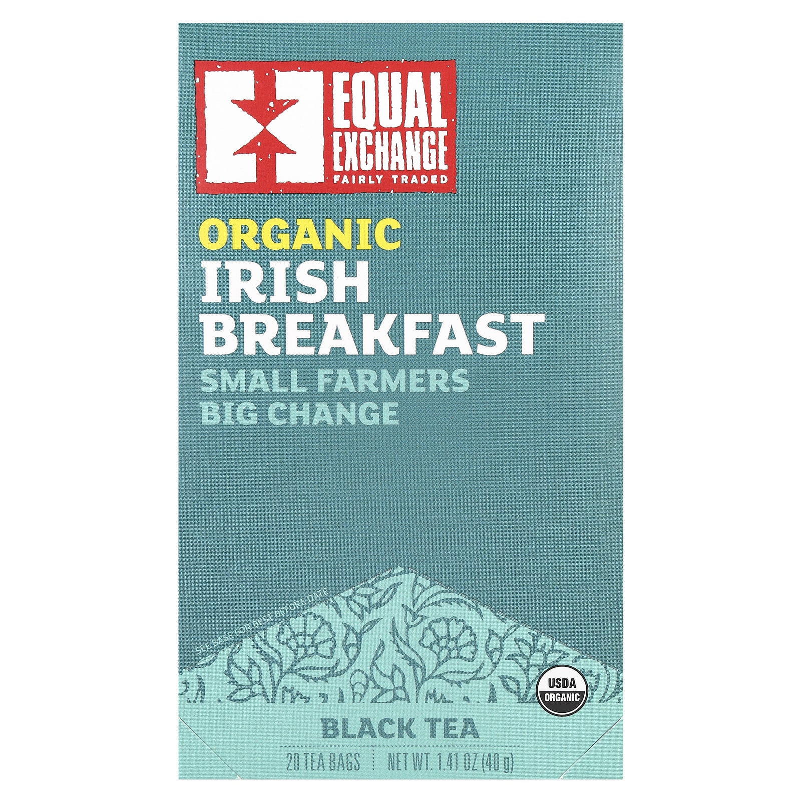 Equal Exchange Organic Irish Breakfast черный чай 20 чайных пакетиков 40 г 141 унции 1590₽