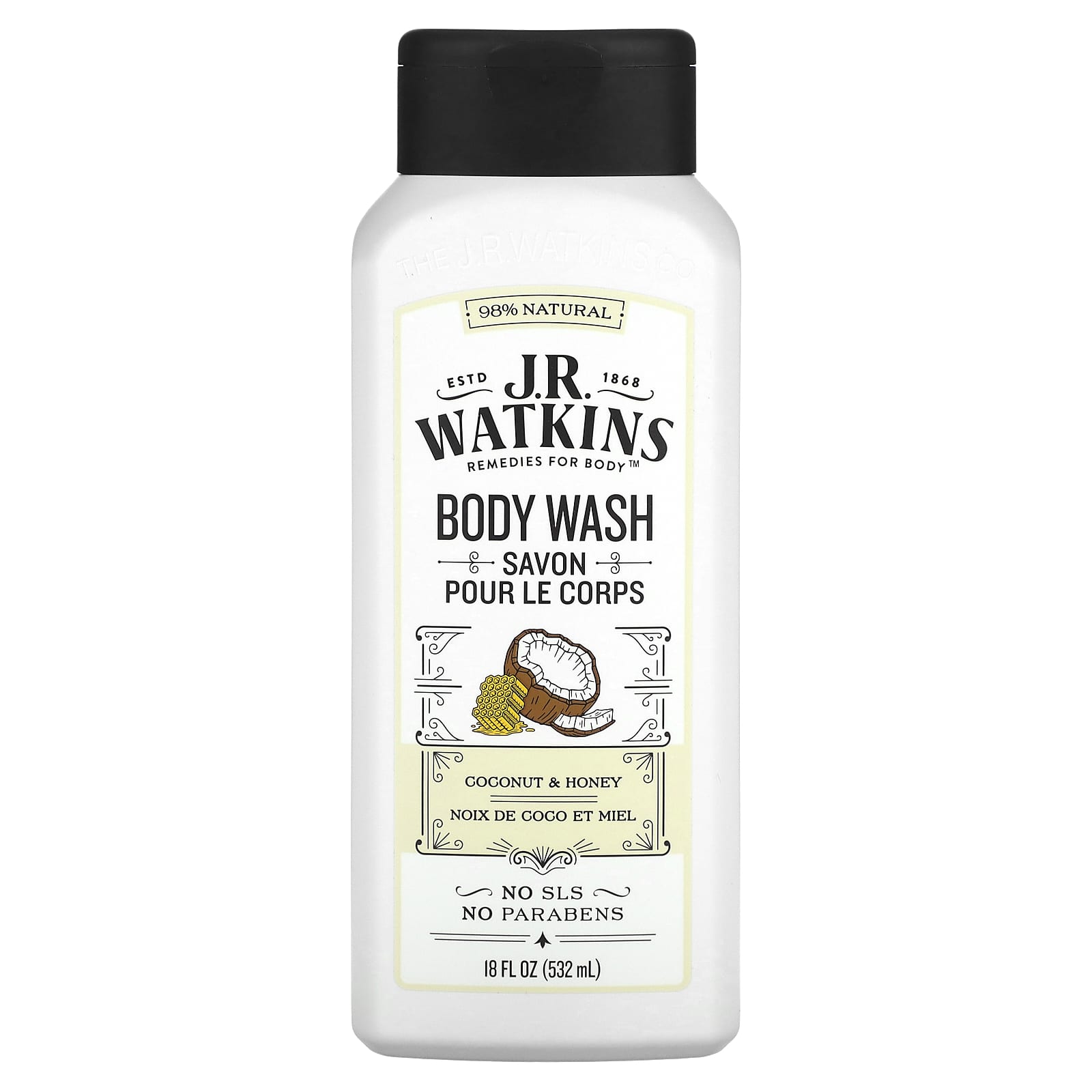 J R Watkins, Гель для душа, с кокосом и медом, 532 мл (18 жидк. Унций)