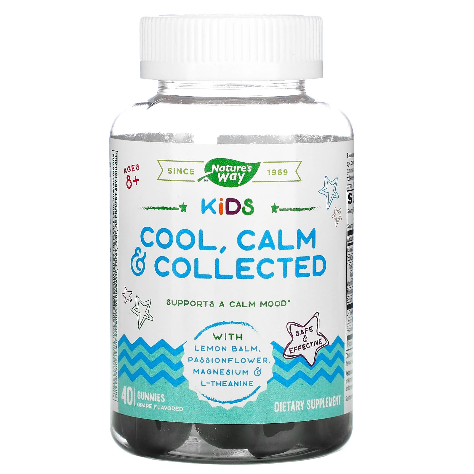 Natures Way Kids Cool Calm - Collected успокаивающее средство для детей старше 8 лет виноградный вкус 40 жевательных конфет 2290₽
