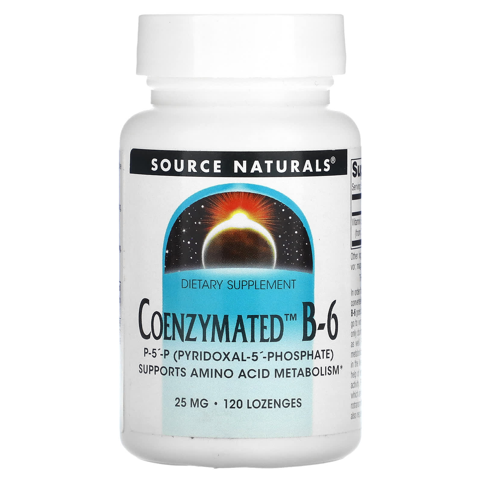 Source Naturals ферментированный витамин B-6 25 мг 120 таблеток для рассасывания 2590₽