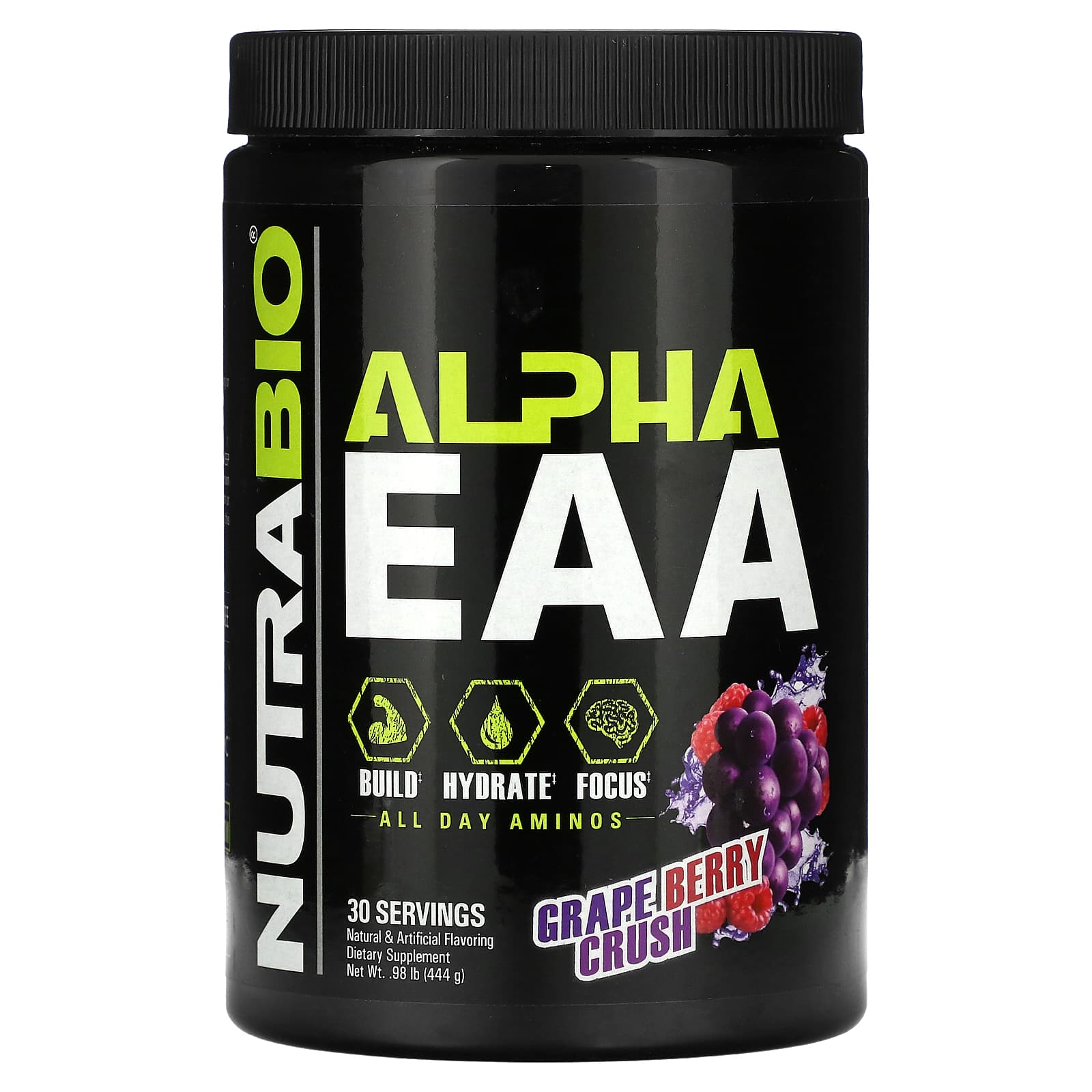 NutraBio Alpha EAA незаменимые аминокислоты со вкусом винограда и ягод 444 г 098 фунта 7590₽