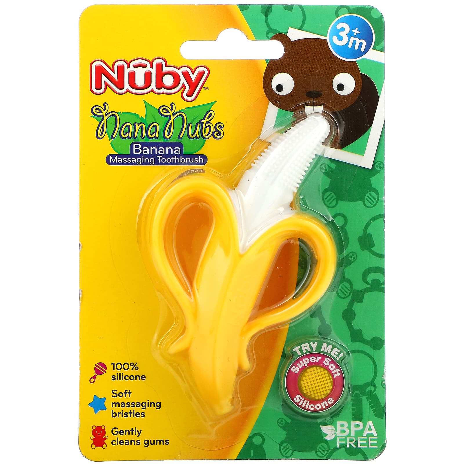 Nuby Nananubs Banana Massaging Toothbrush 3M 1 Brush 1690₽