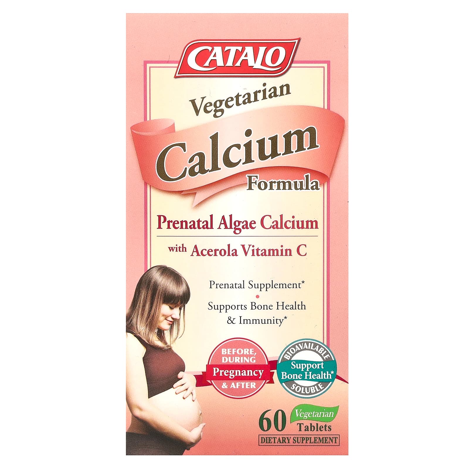 Catalo Naturals Vegetarian Calcium Formula пренатальный кальций из водорослей с ацеролой и витамином C 60 вегетарианских таблеток 6290₽