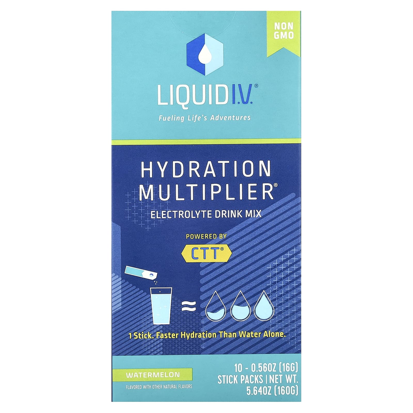Liquid I.V., Hydration Multiplier, смесь для приготовления напитков с электролитом, арбуз, 10 отдельных пакетиков по 16 г (0,56 унции)