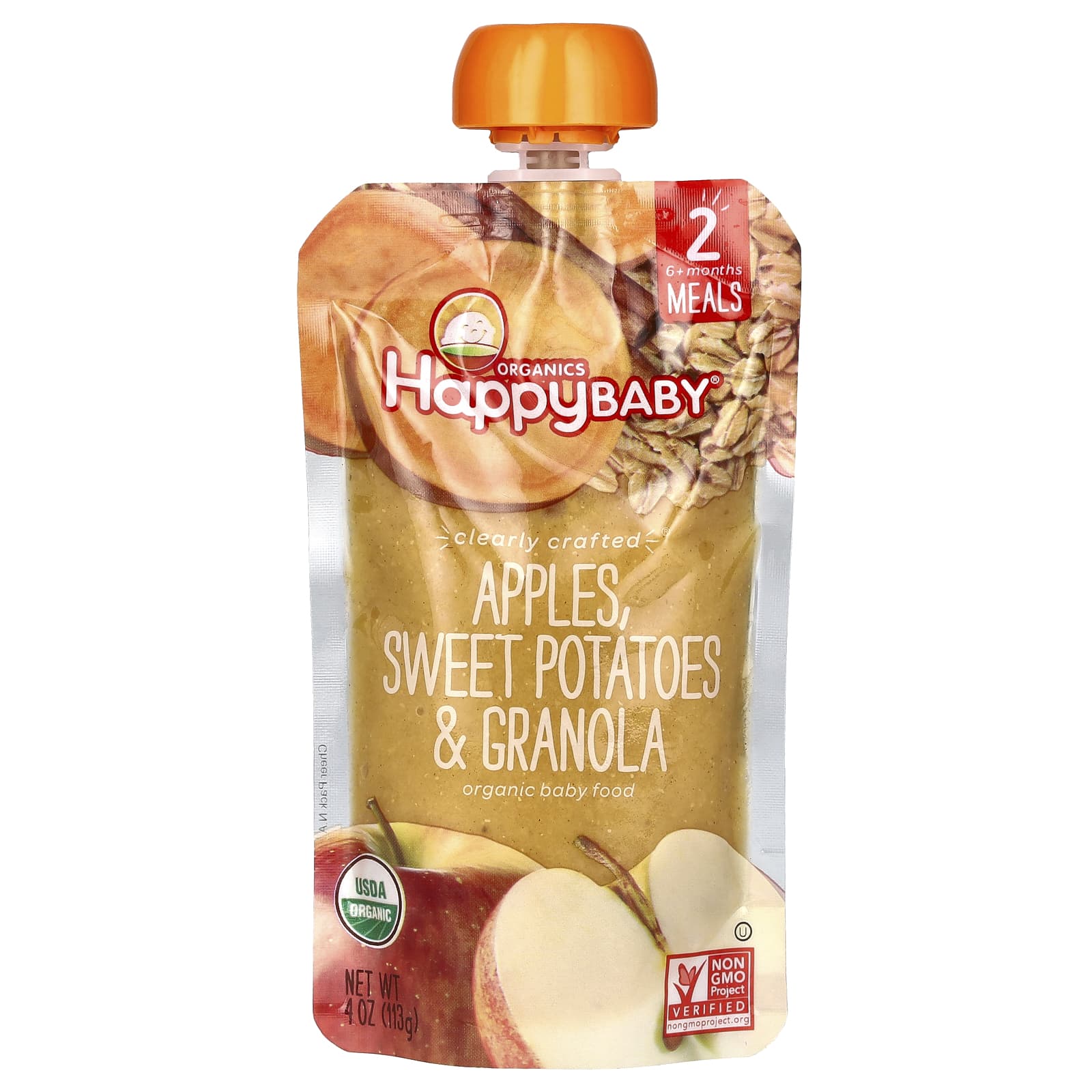 Happy Family Organics Happy Baby органическое детское питание этап 2 яблоки батат и мюсли 113 г 4 унции 1390₽