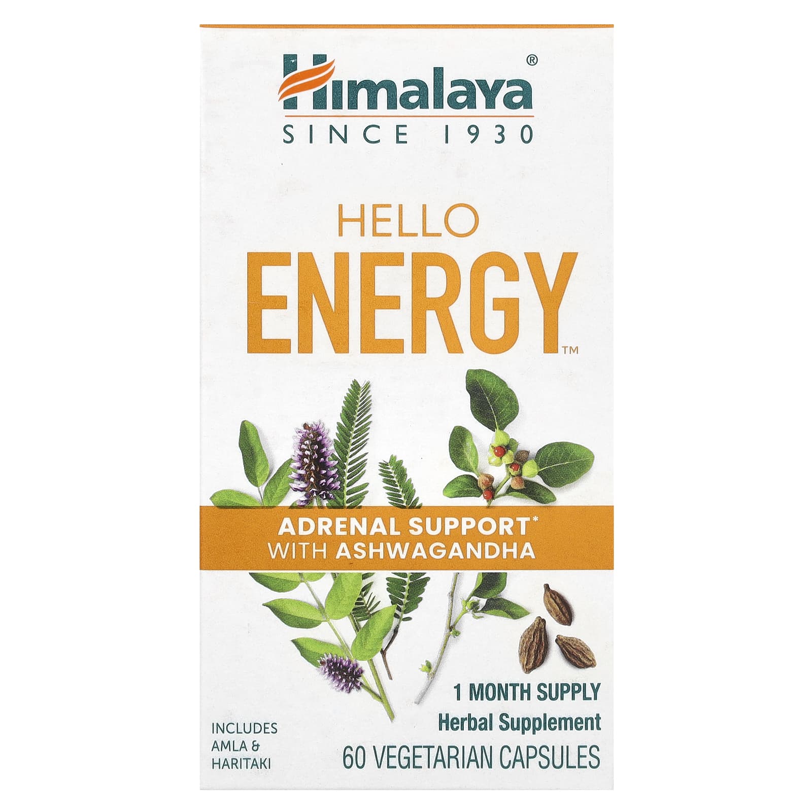 Himalaya Hello Energy поддержка надпочечников с ашвагандой 60 вегетарианских капсул 4090₽