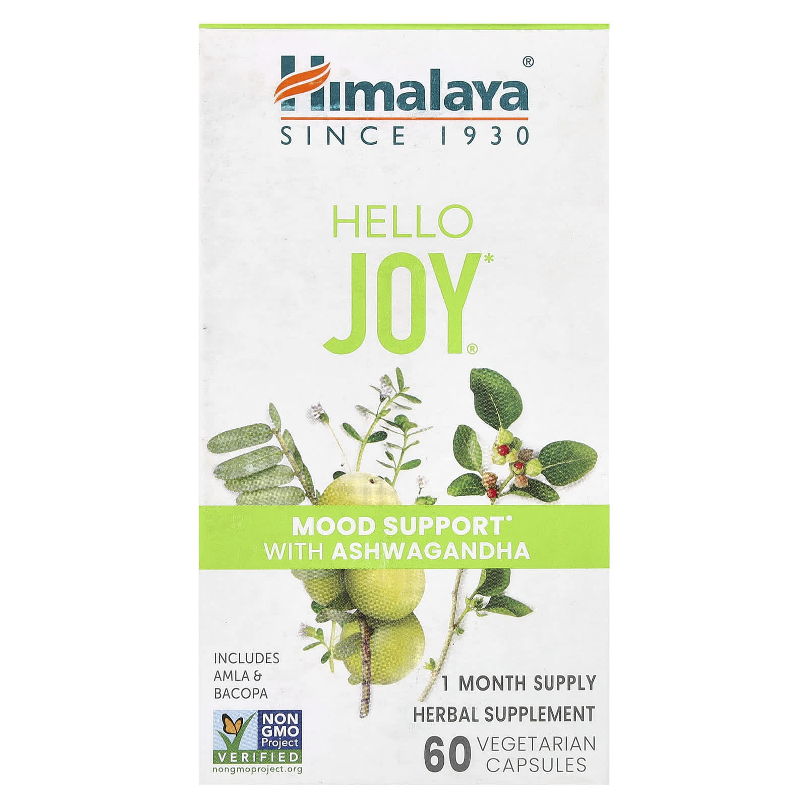 Himalaya Hello Joy поддержка настроения с ашвагандой 60 вегетарианских капсул 3690₽
