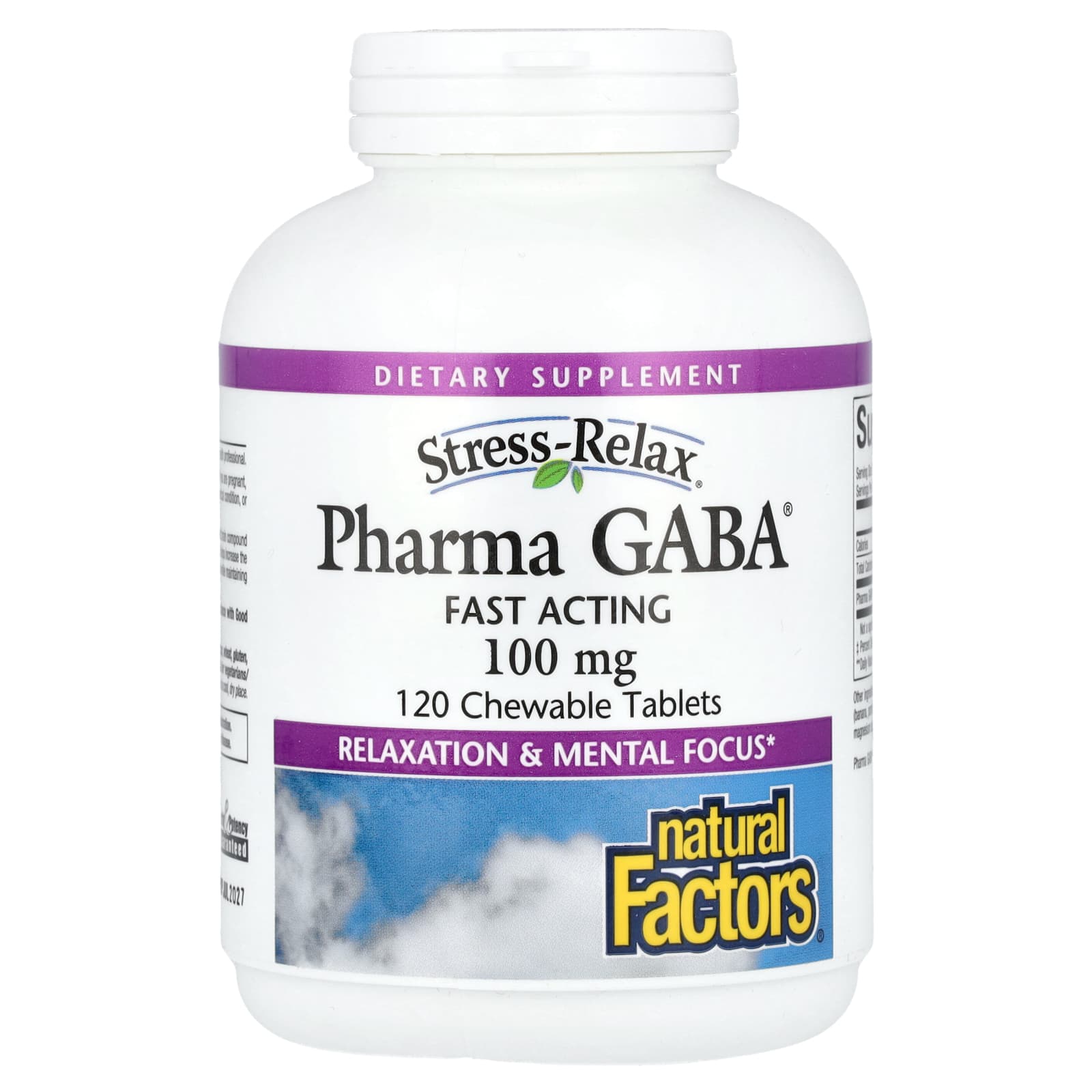 Natural Factors Stress-Relax Pharma GABA 100 мг 120 жевательных таблеток 7690₽