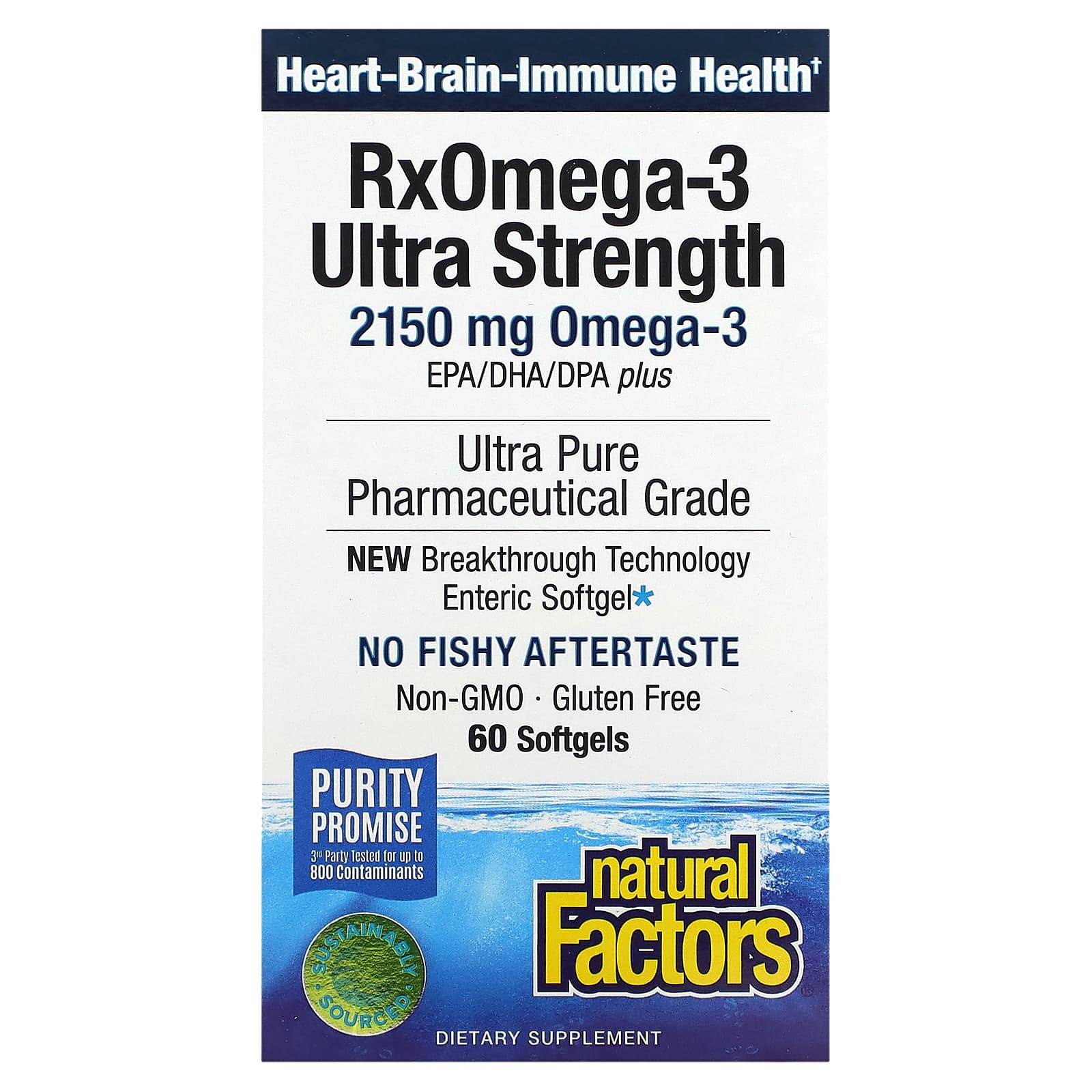 Natural Factors RxOmega-3 омега-3 повышенной силы действия 2150 мг 60 капсул 1075 мг в 1 капсуле 4790₽