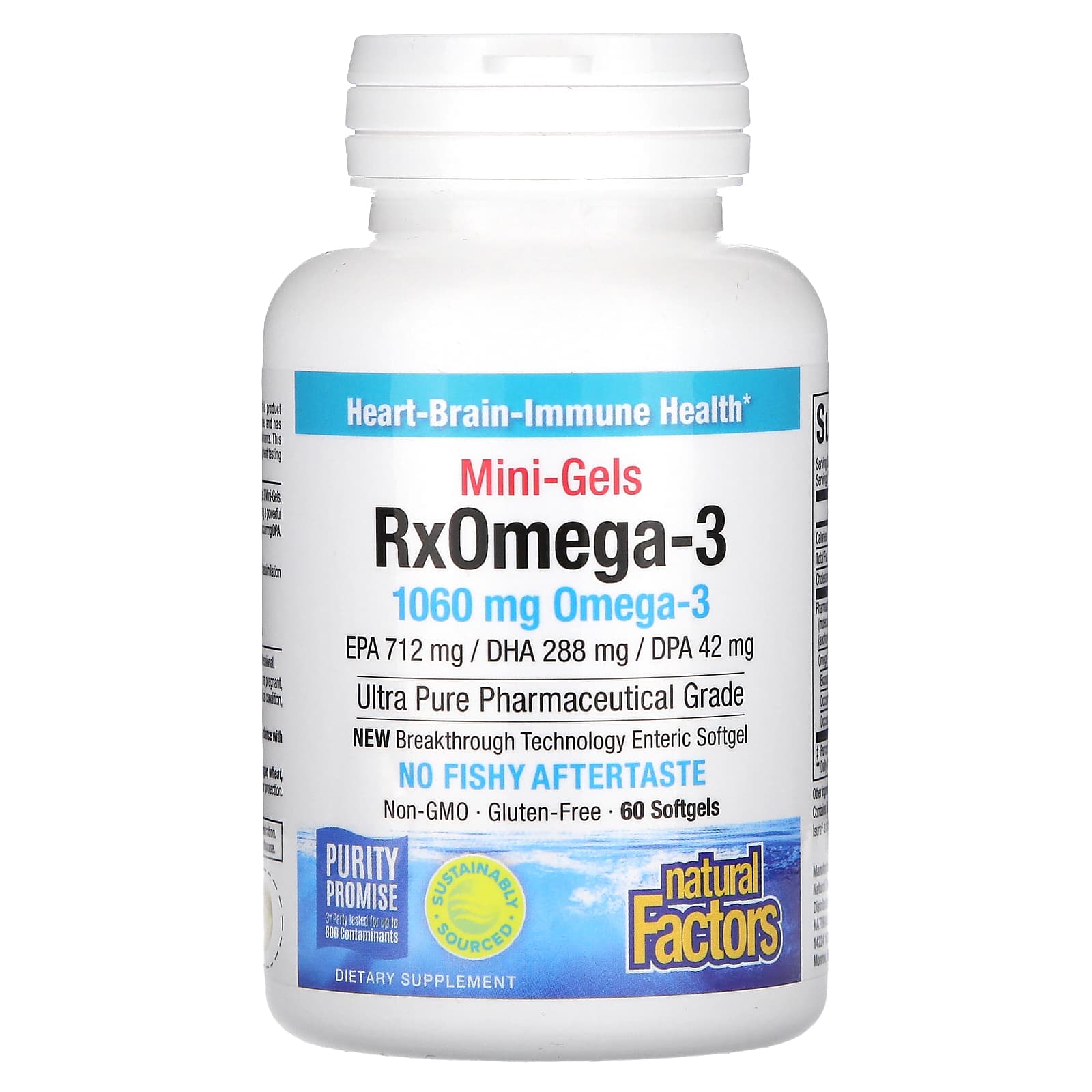 Natural Factors Rx Omega-3 в мини-капсулах омега-3 1060 мг 60 капсул 530 мг в 1 капсуле 3590₽