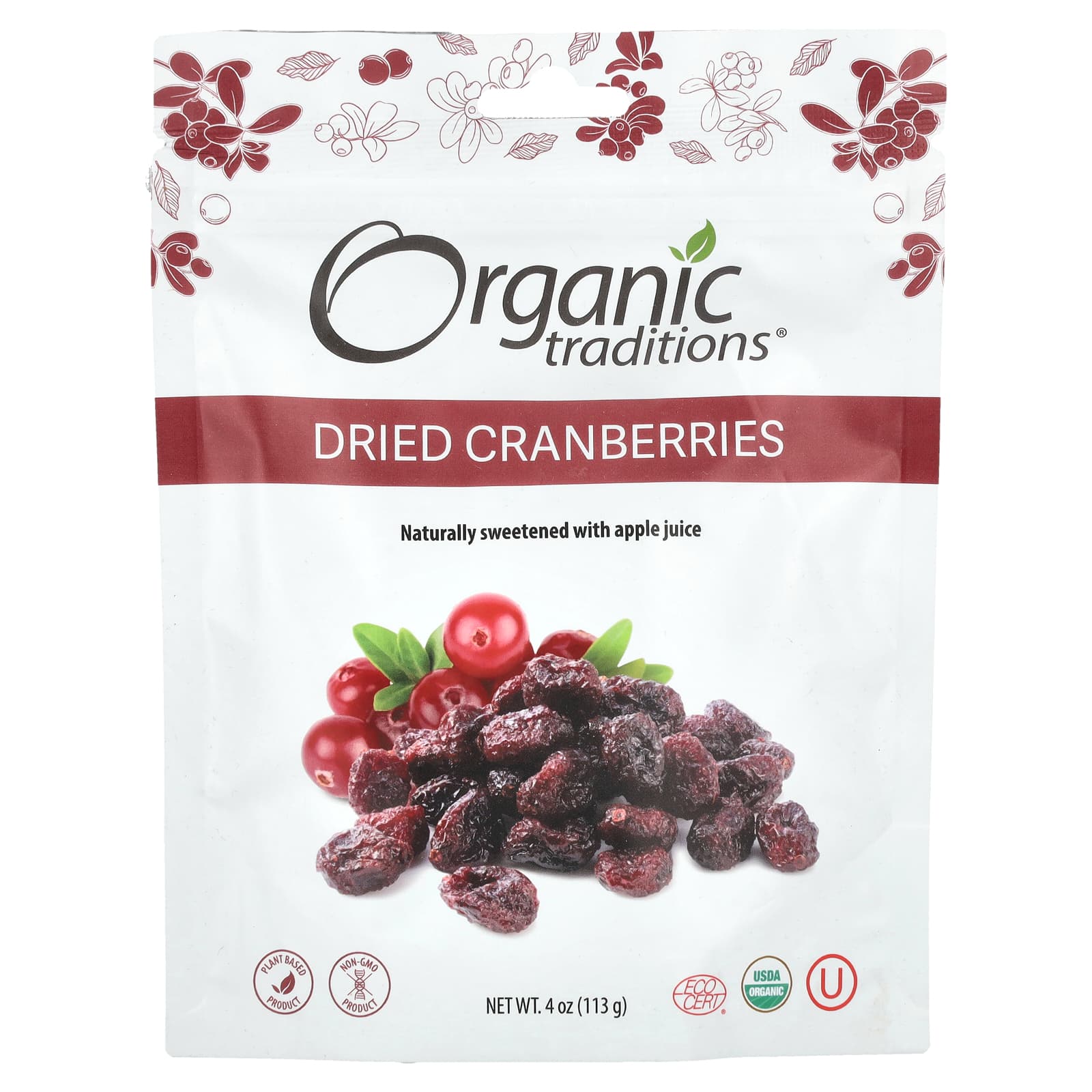 Organic Traditions Сушеная клюква 4 унции 113 г 1590₽