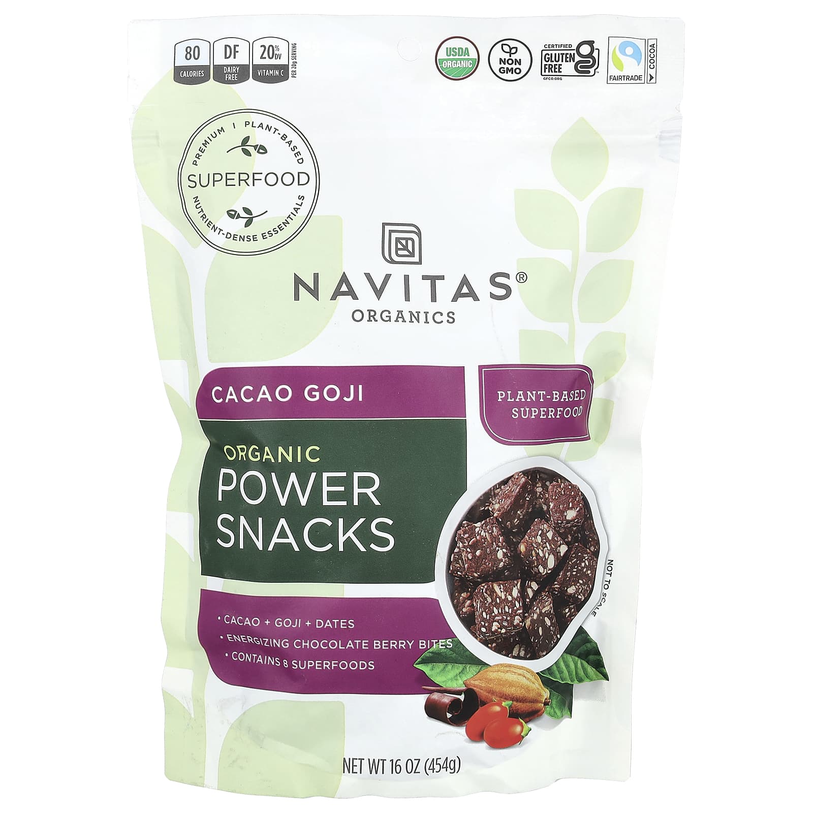 Navitas Organics Organic Power Snacks какао и годжи 454 г 16 унций 2990₽